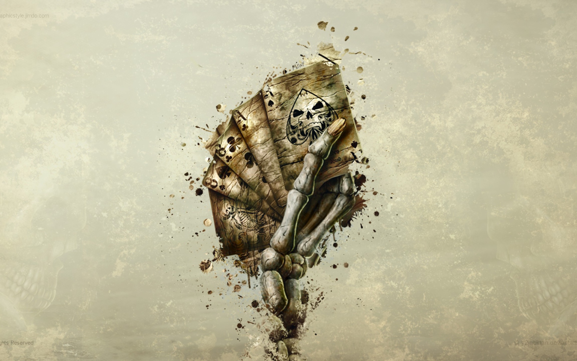 В руке скелета покер