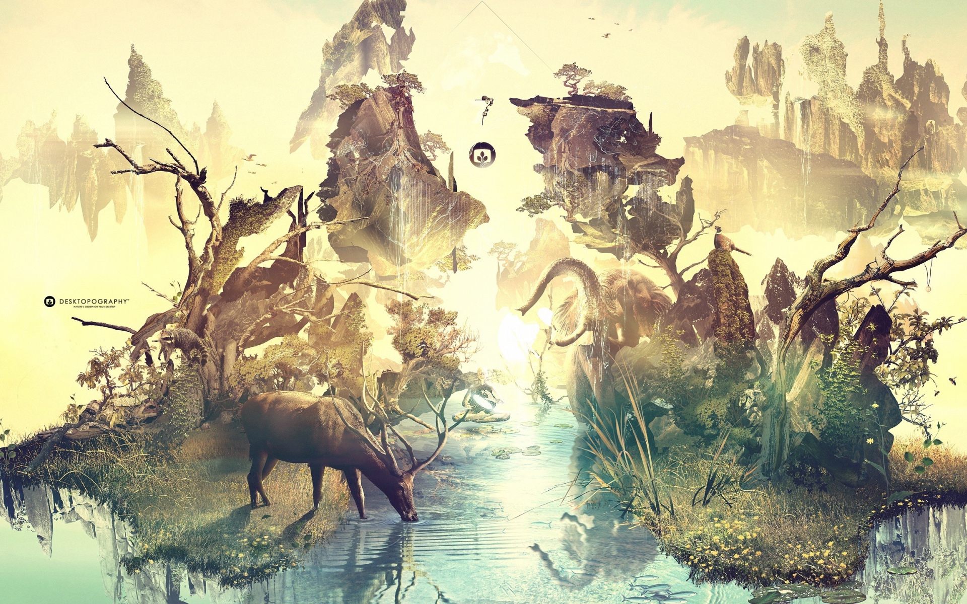 Олень на водопое