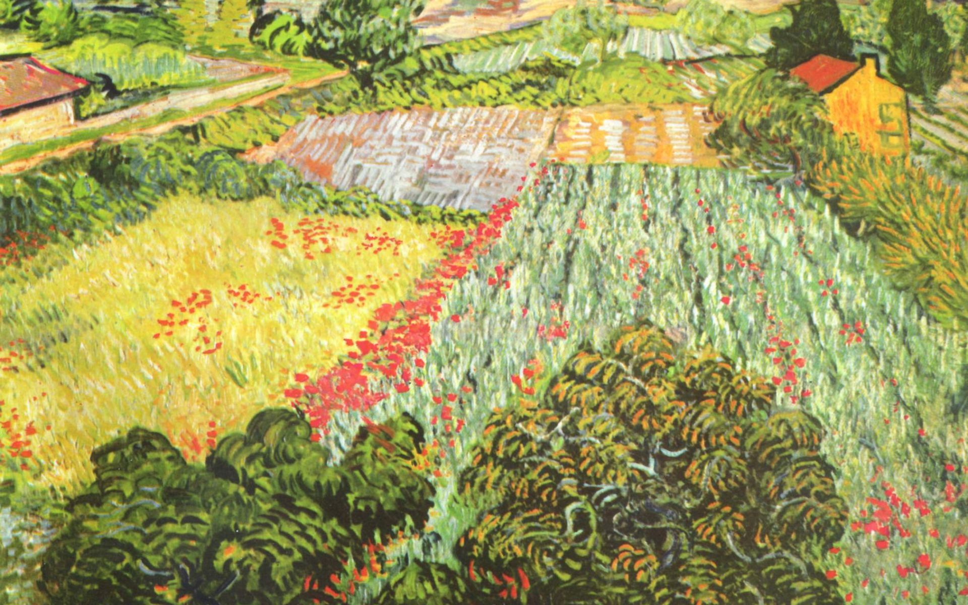 Картина Винсента Ван Гога красочных полей