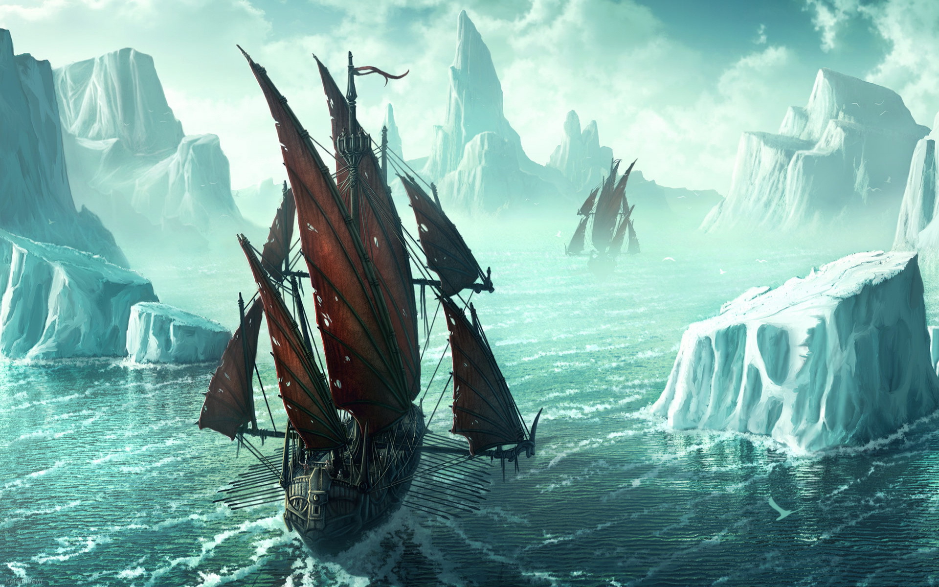 Корабль викингов во льдах