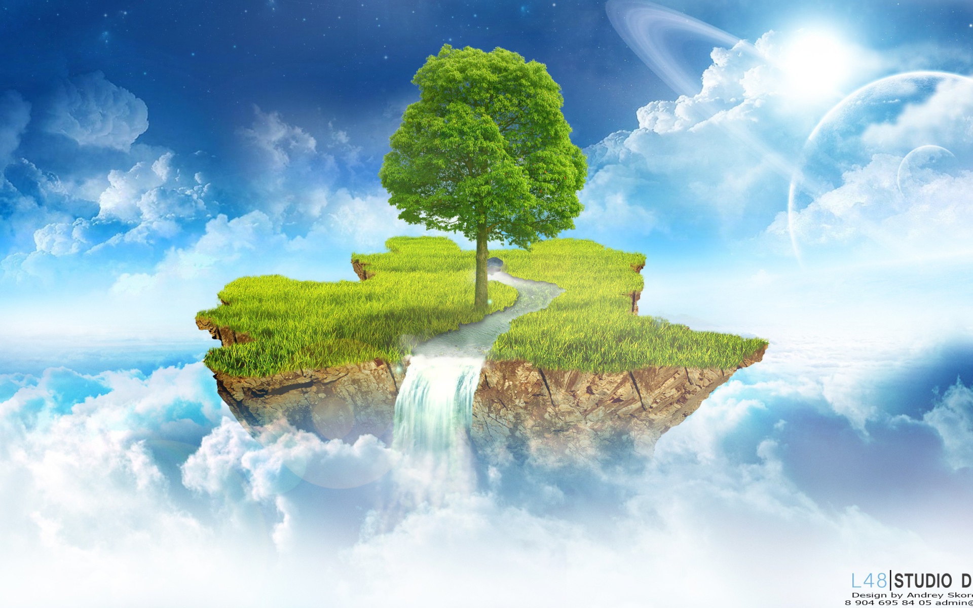 Летающий остров в облаках