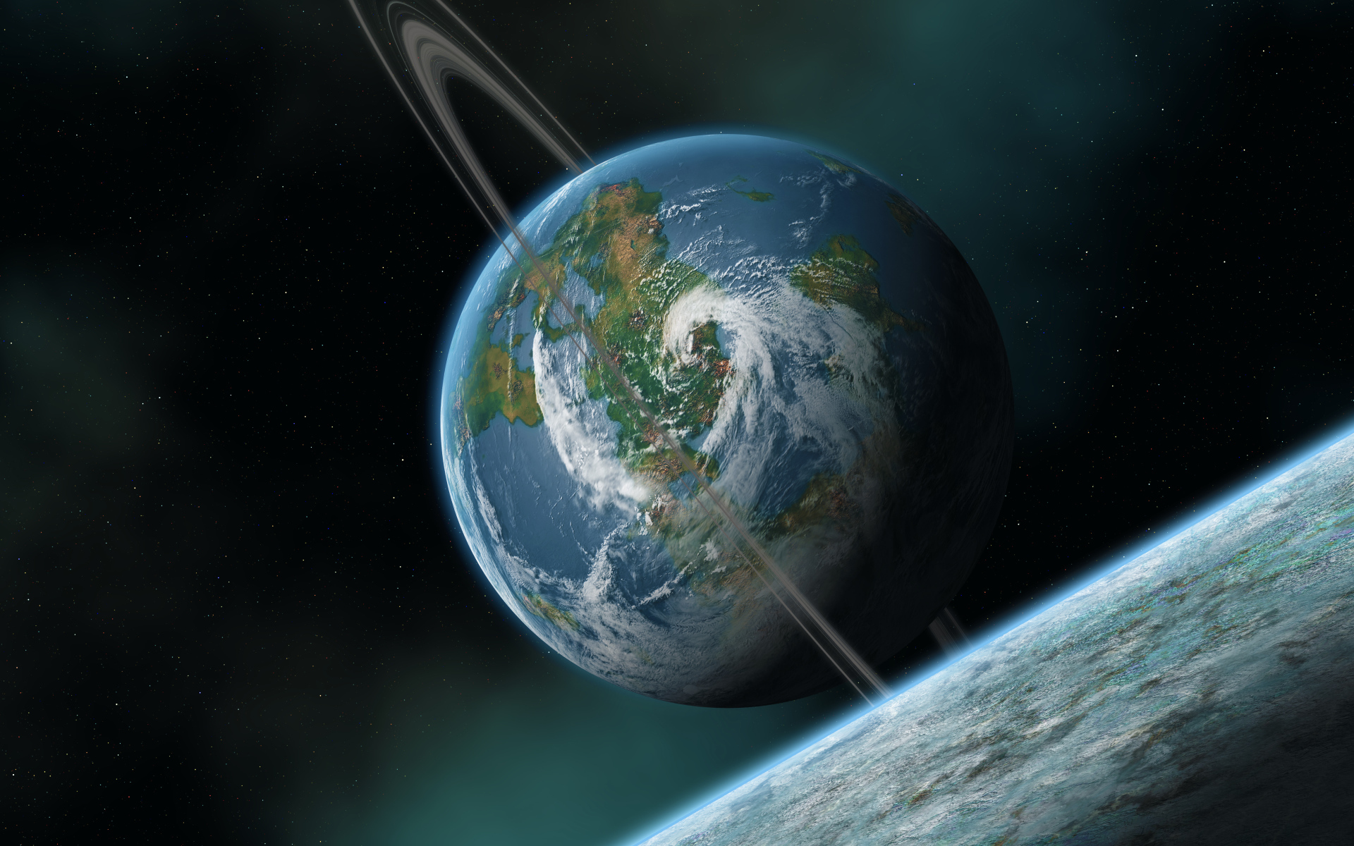 Планета с атмосферой и облаками