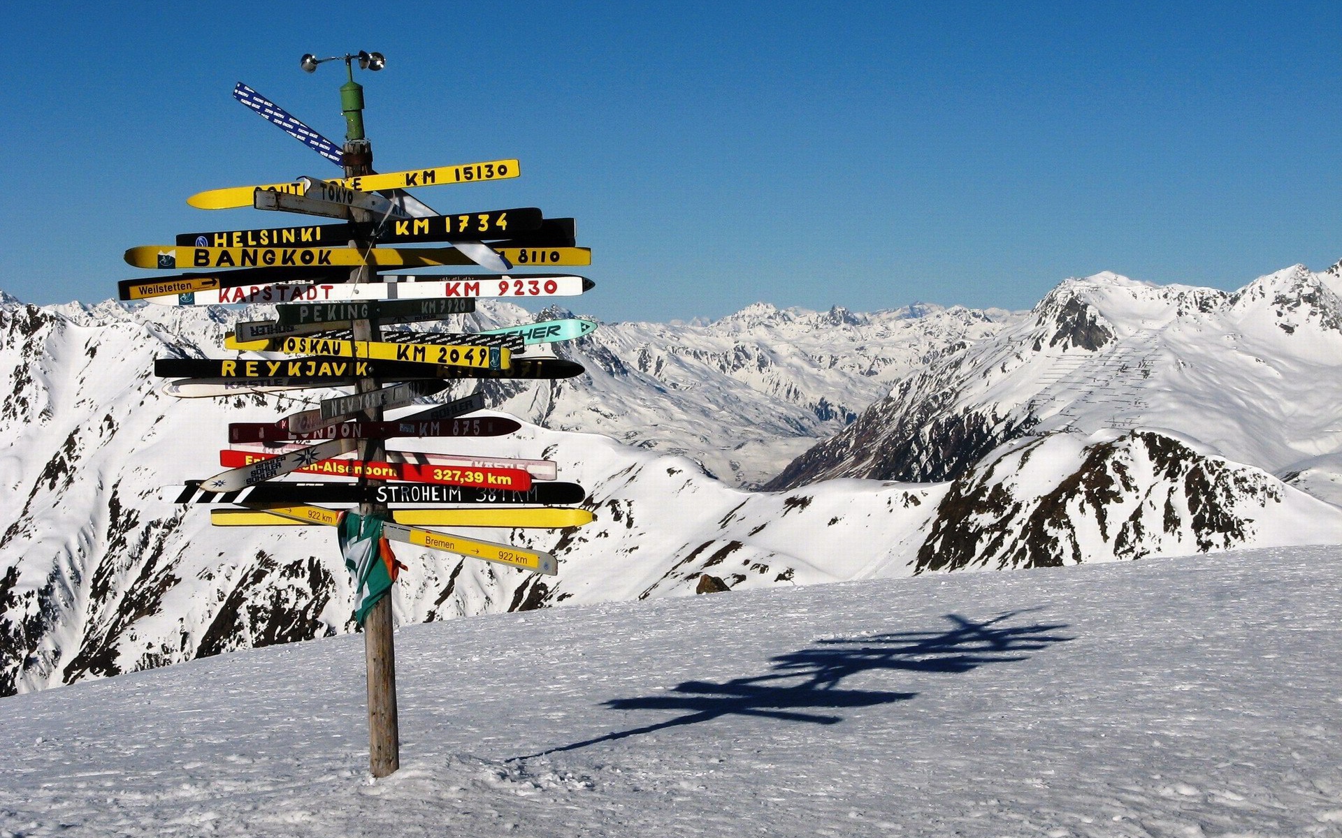 Дорожный указатель на горнолыжном курорте Ишгль, Австрия
