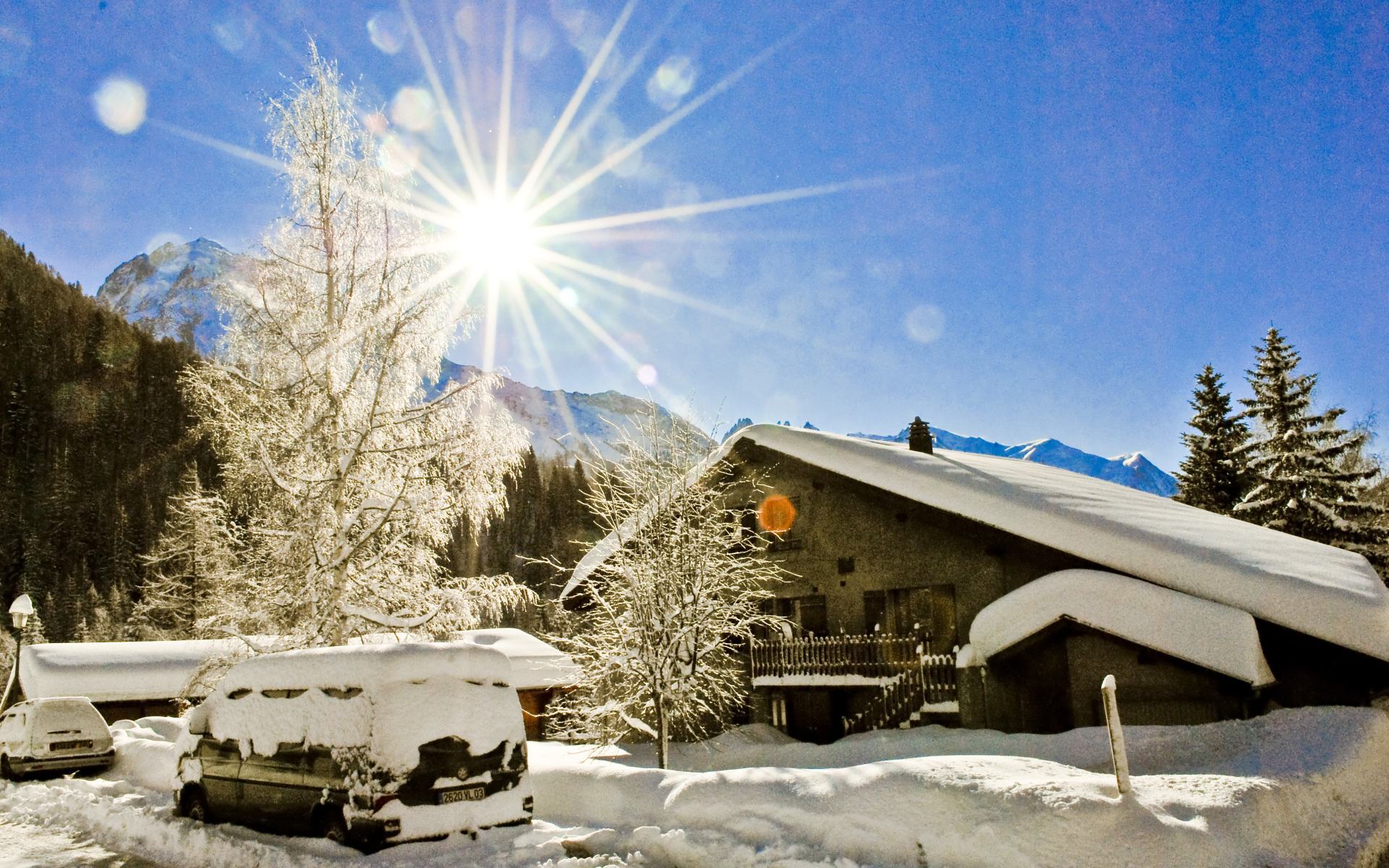 Солнце на курорте Шамони, Франция