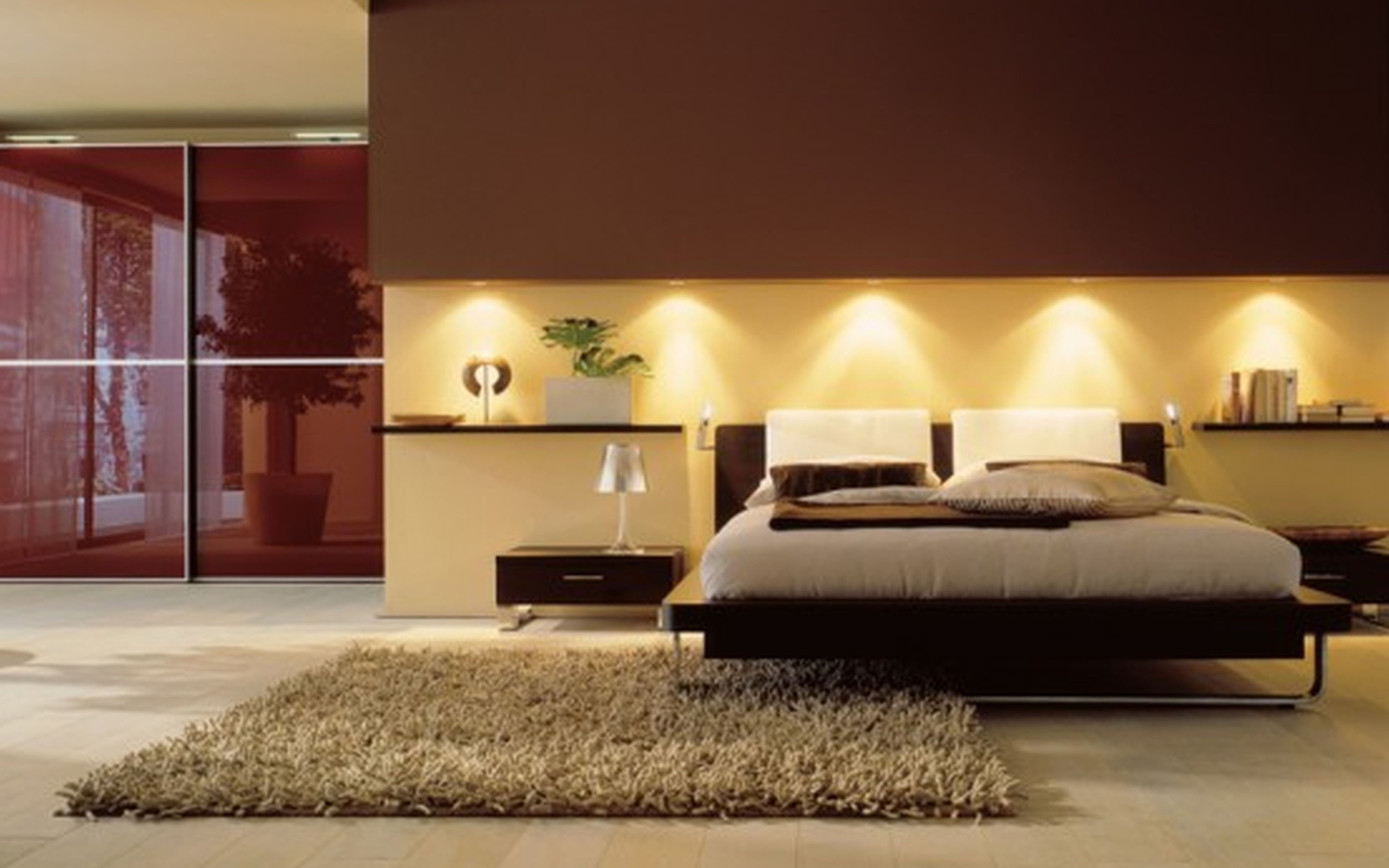 Пушистый ковер в спальне