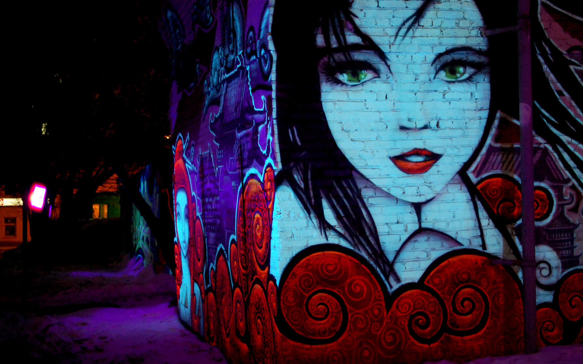 Граффити, зеленоглазая девушка
