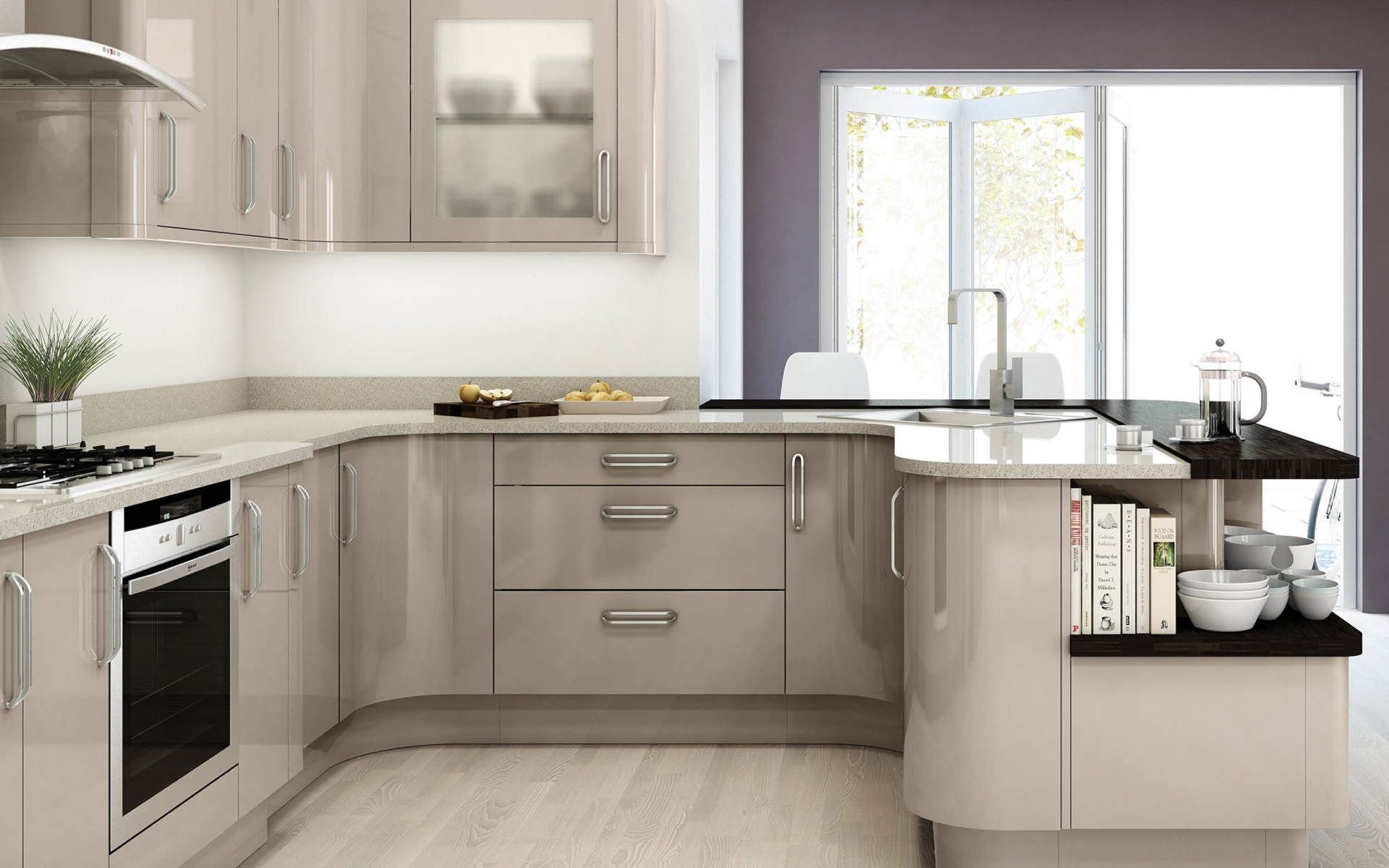 Серая мебель в кухне