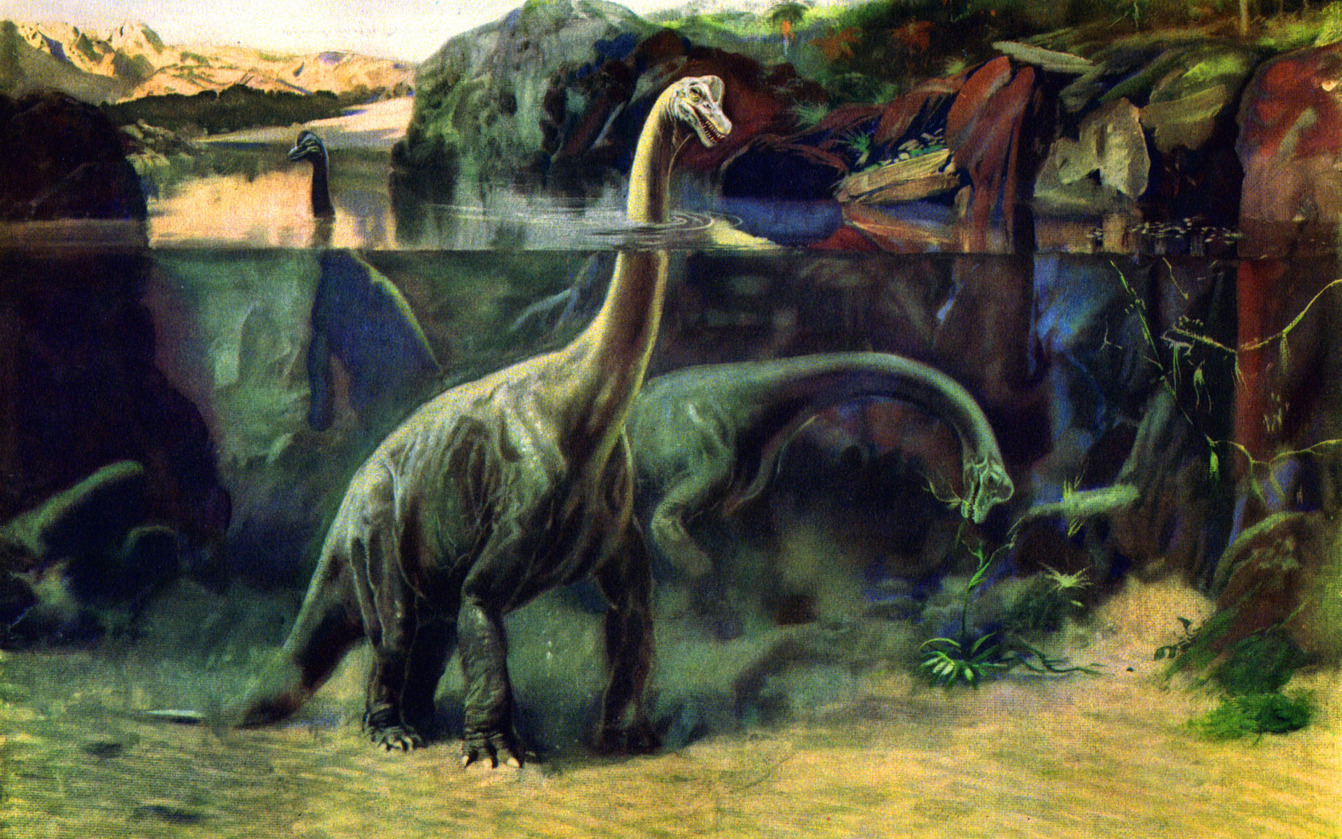 Травоядные динозавры в воде