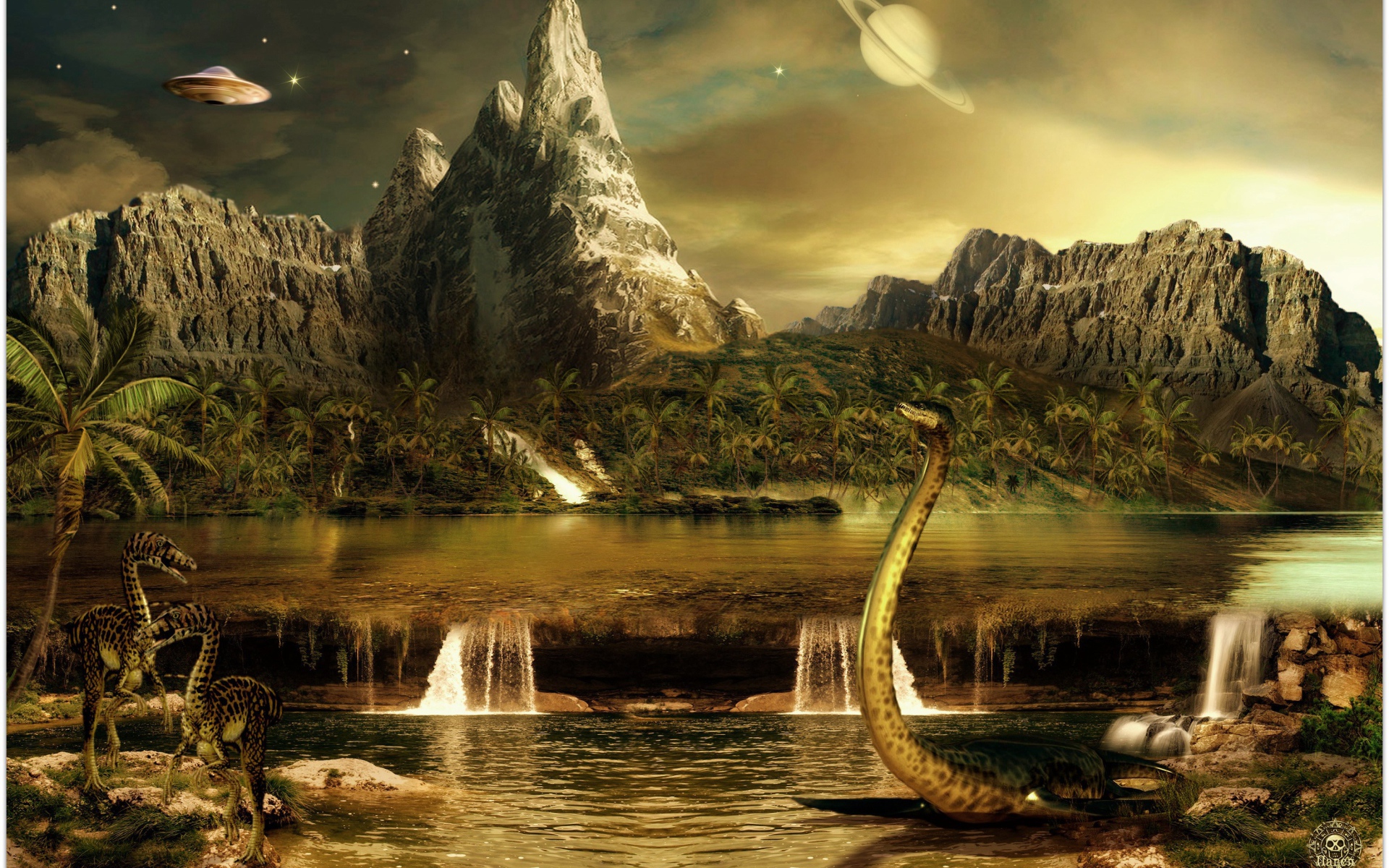 Пейзаж с динозаврами