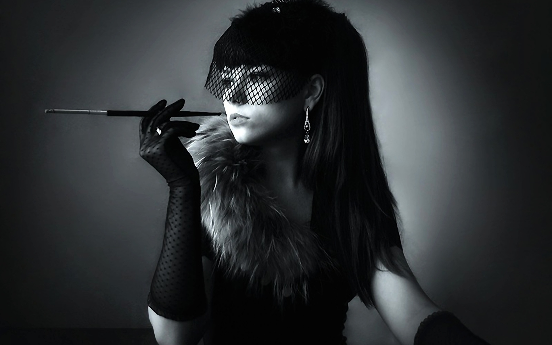 Курящая девушка в стиле ретро