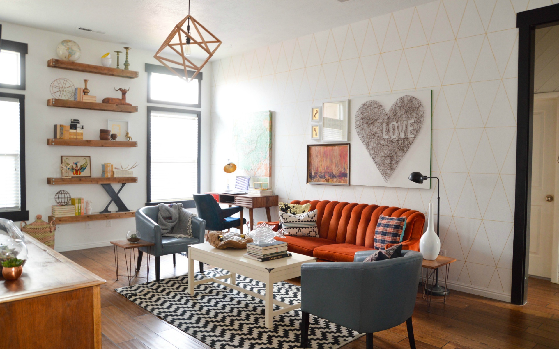 Винтажное оформление гостиной