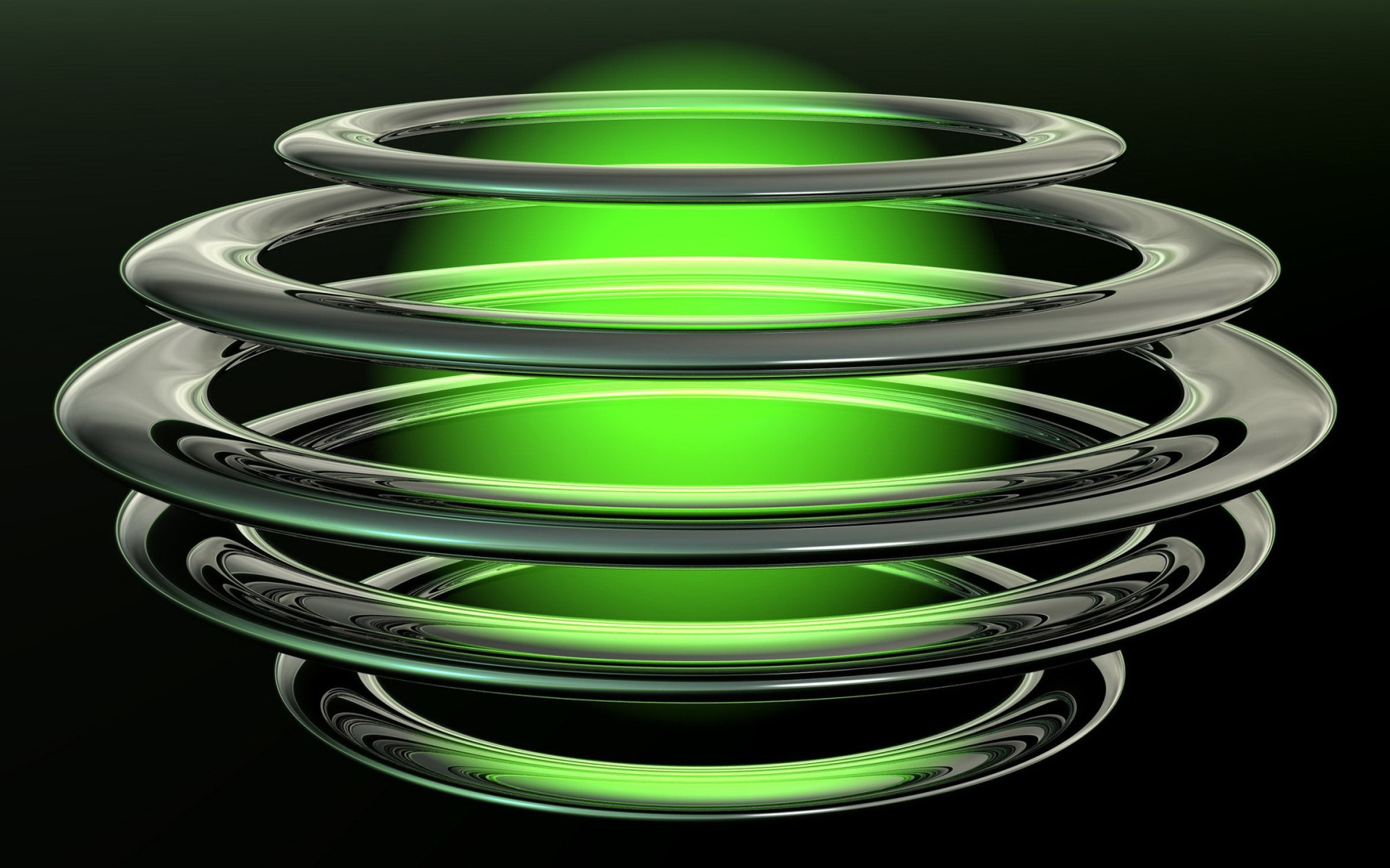 Зеленая плазма в кольцах из металла