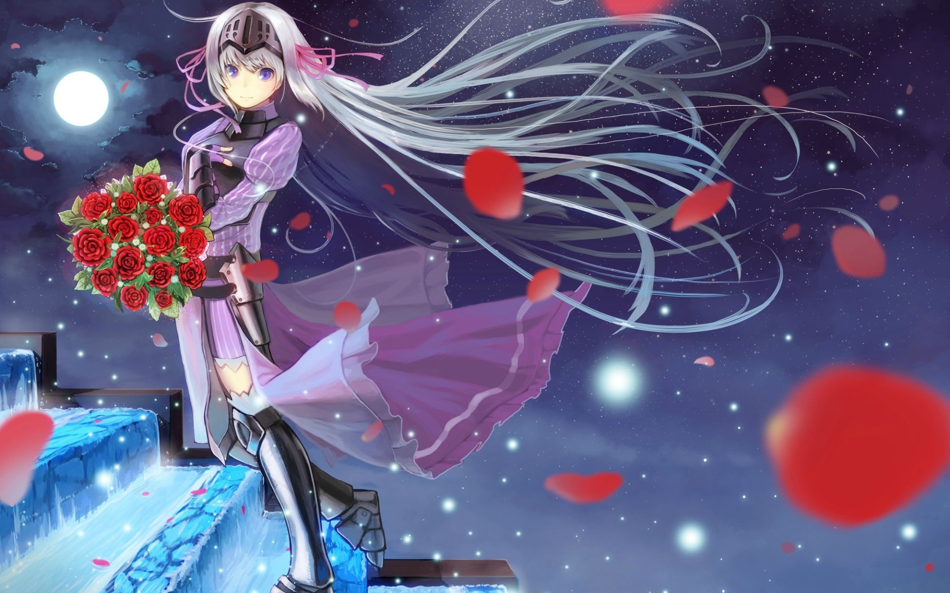 Девушка с букетом в аниме Уж не зомби ли это