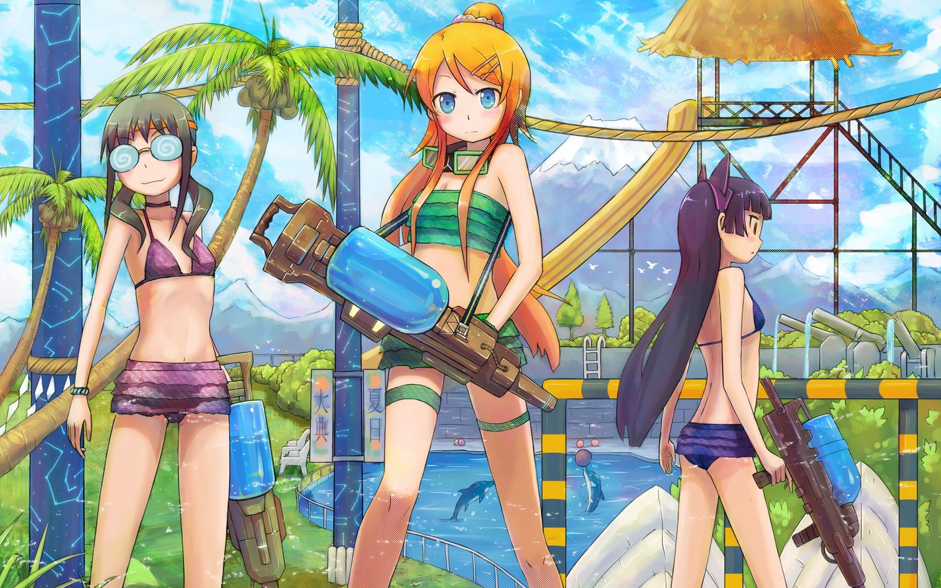 Девушки в аквапарке в аниме Моя сестренка не может быть такой милашкой