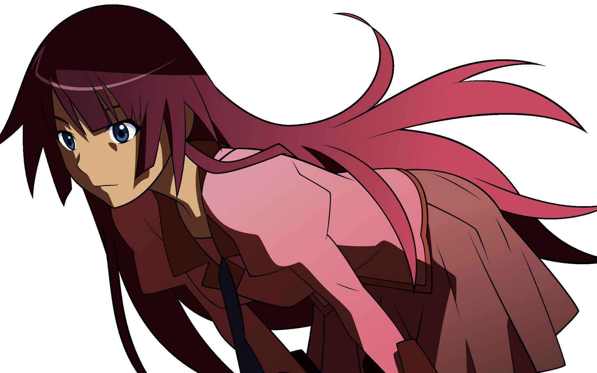 Красноволосая девушка в аниме Monogatari Series