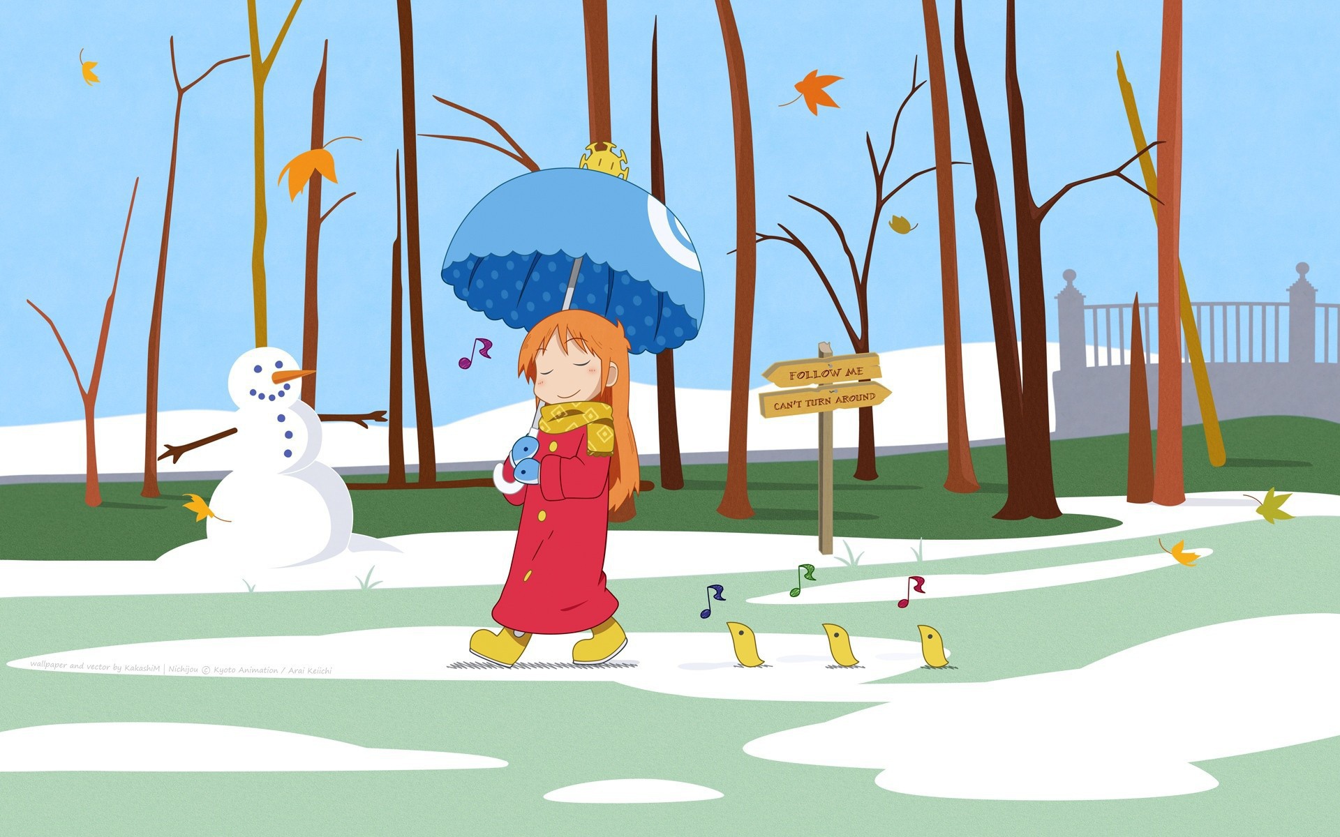 Девочка под зонтиком в аниме Нитидзё