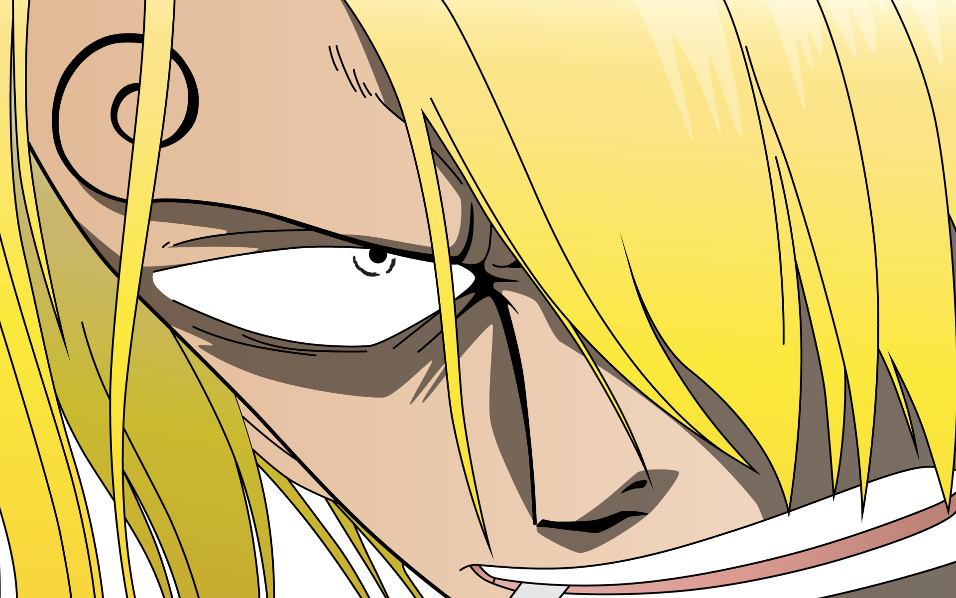 Желтые волосы на лице Санджи, аниме Большой куш