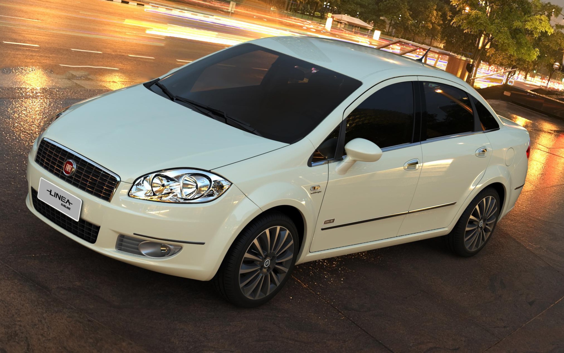 Белый Фиат у дороги