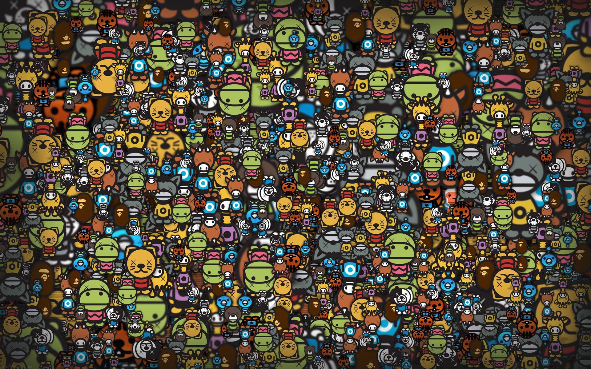 Фон из лиц героев аниме