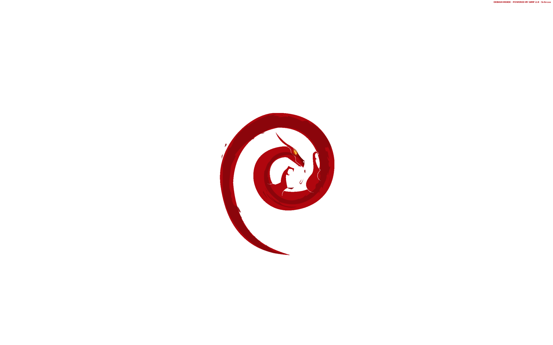 Дракон Debian, белый фон