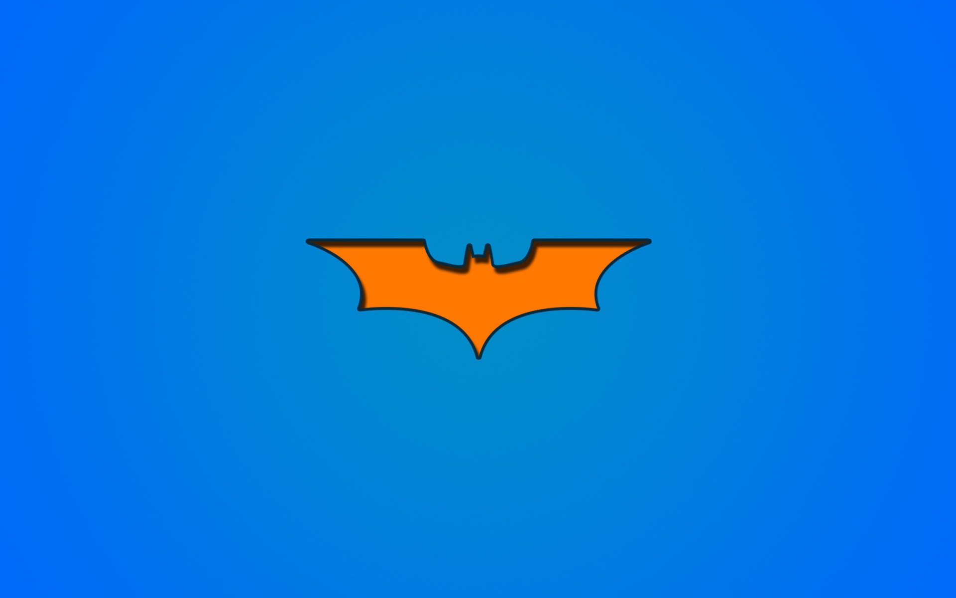 Оранжевый символ Бетмана на голубом фоне