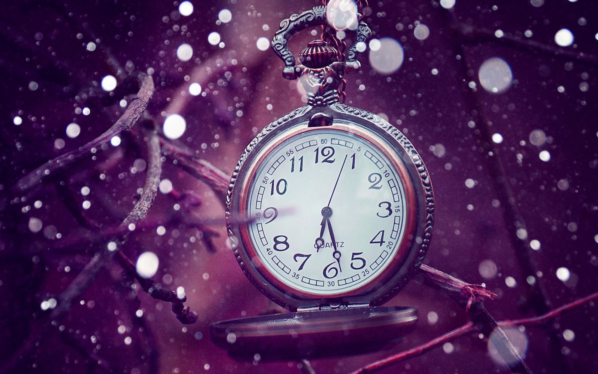 Часы среди снежинок