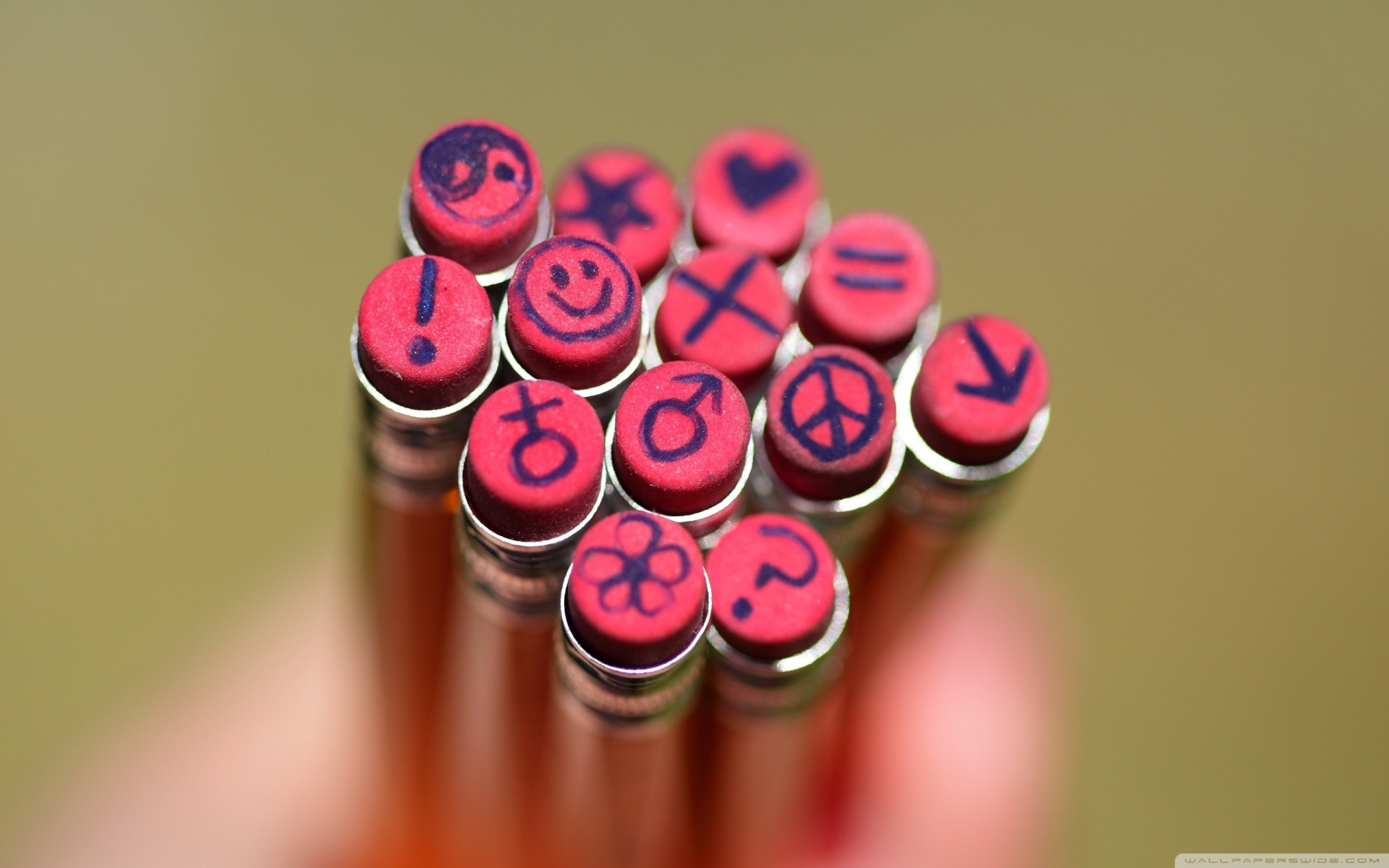 Рисунки на ластиках карандашей