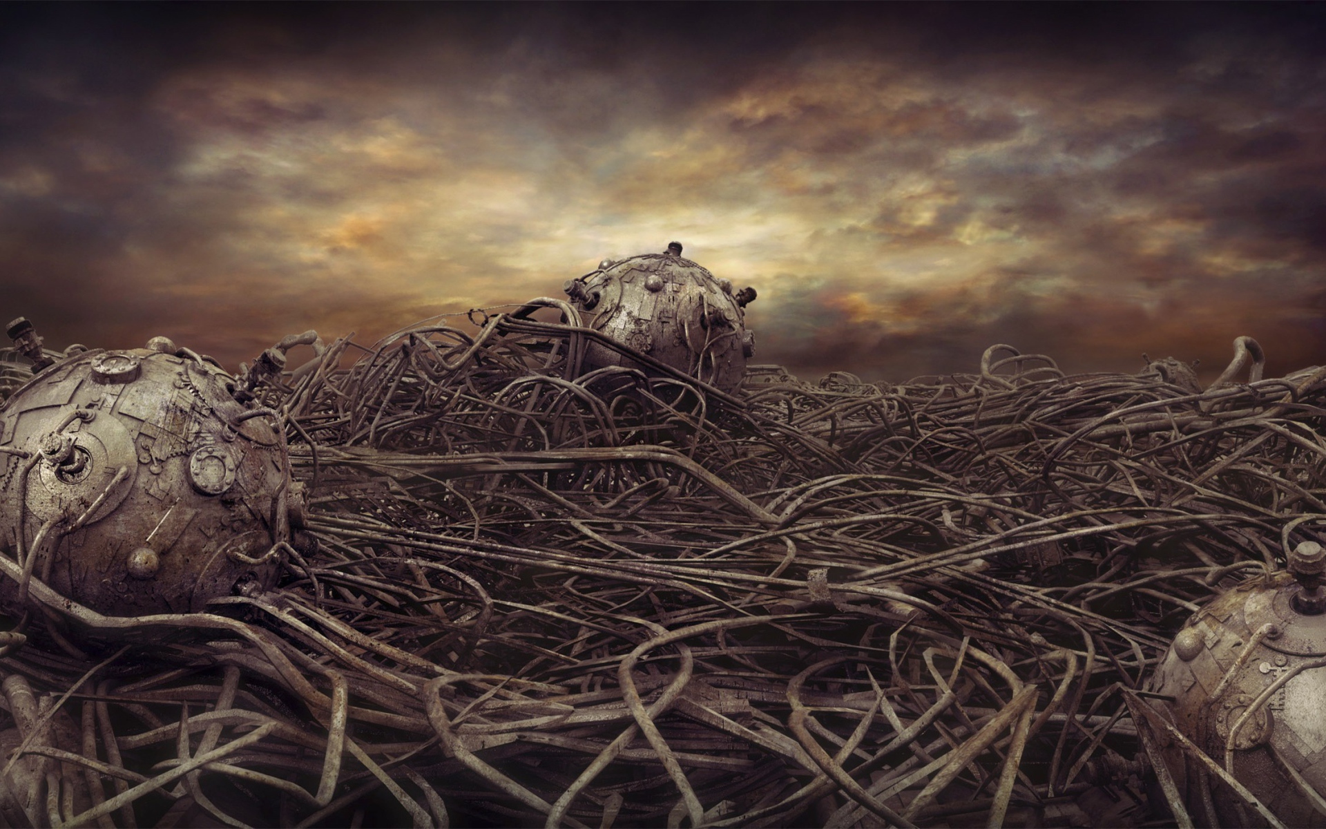 Переплетение проводов и механизмов