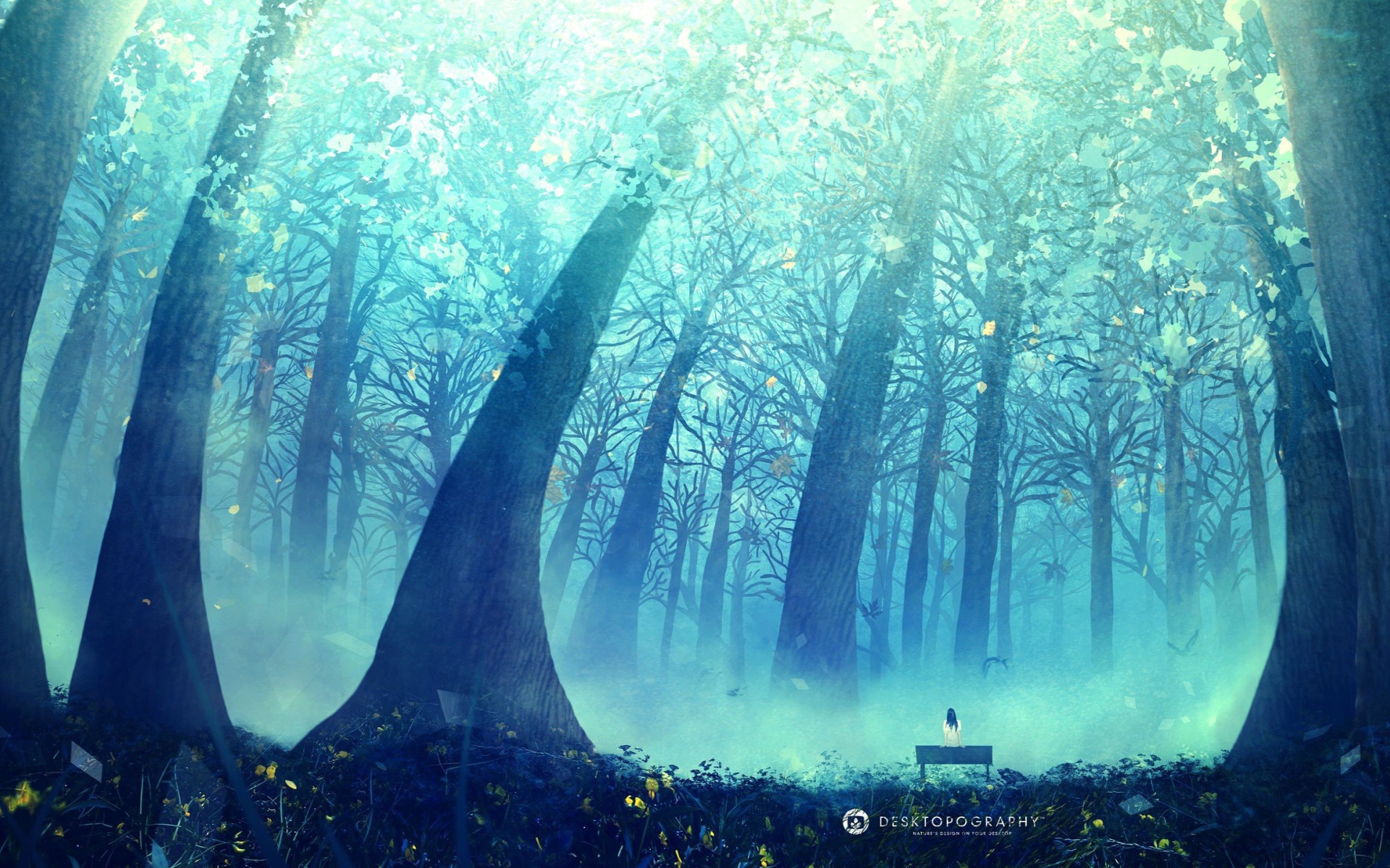 Синяя дымка в лесу