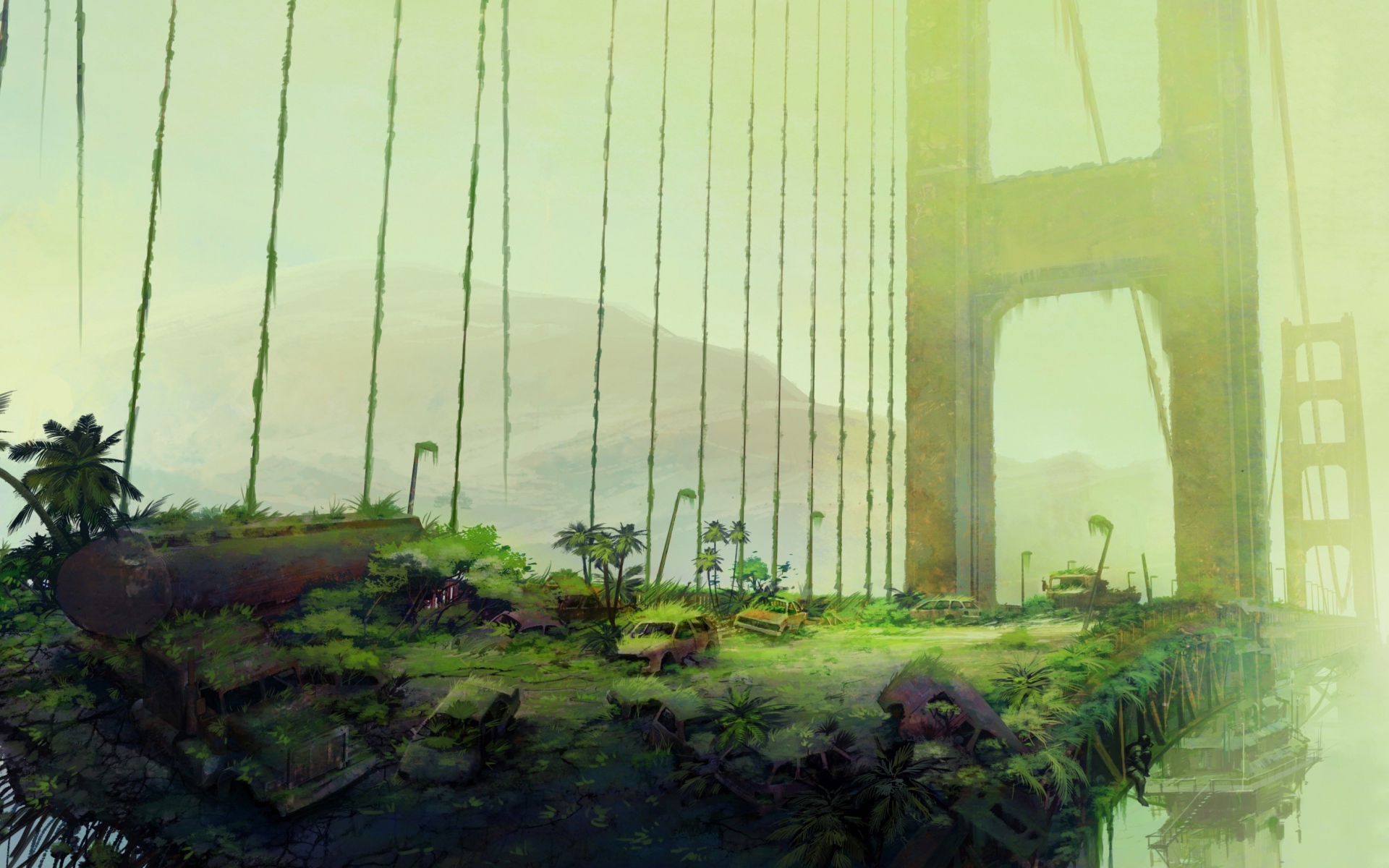 Поросший травой Бруклинский мост