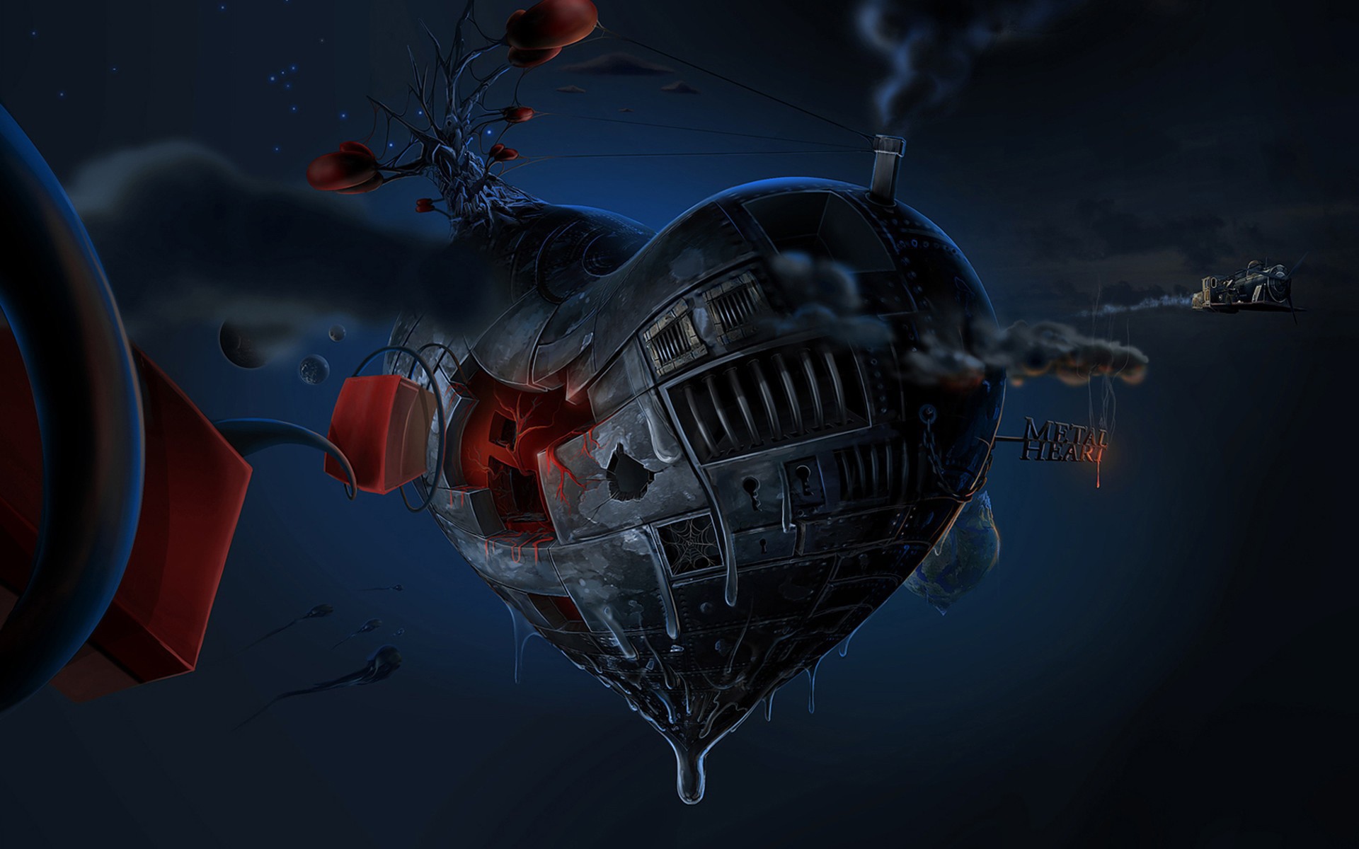 Железное сердце парит в невесомости