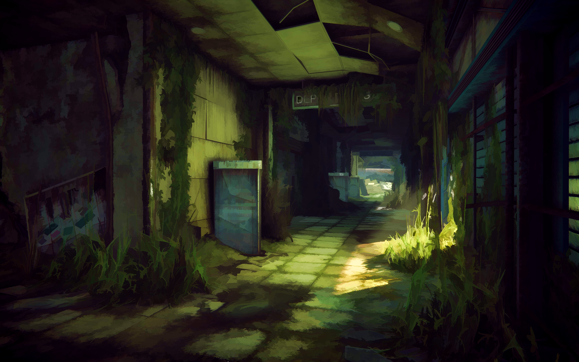 Заросли внутри заброшенного здания