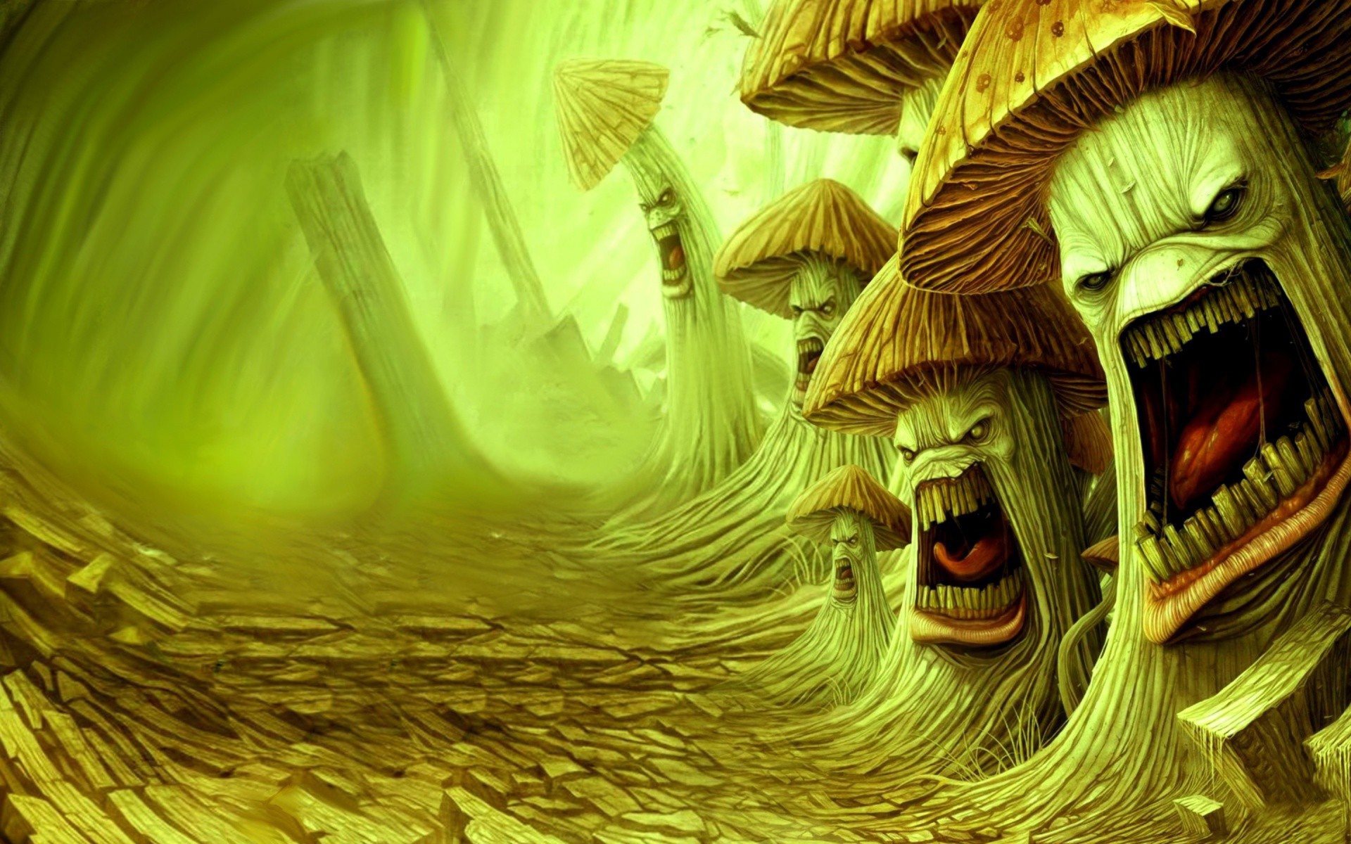 Зубастые грибы у дороги