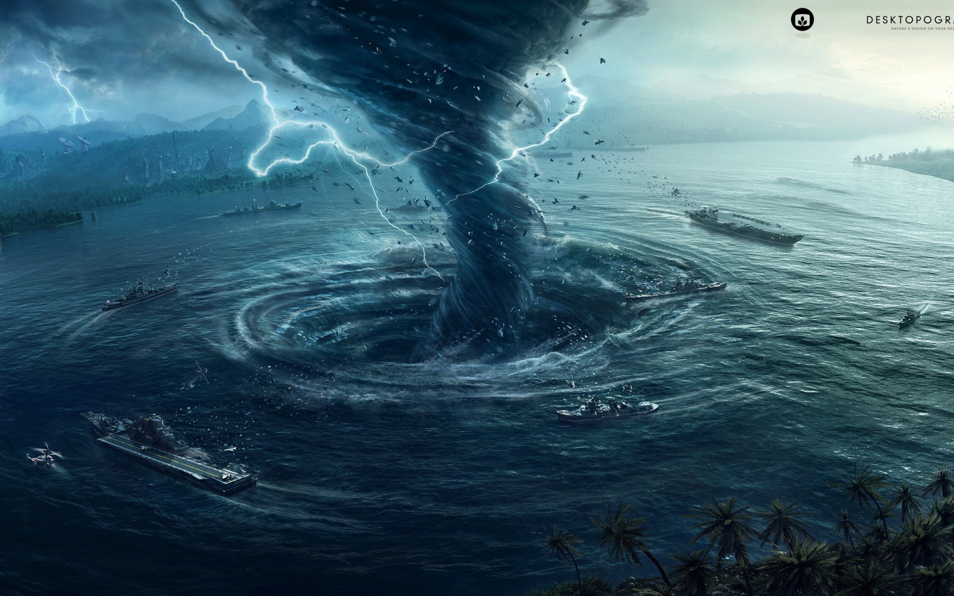 Торнадо создало водоворот в заливе