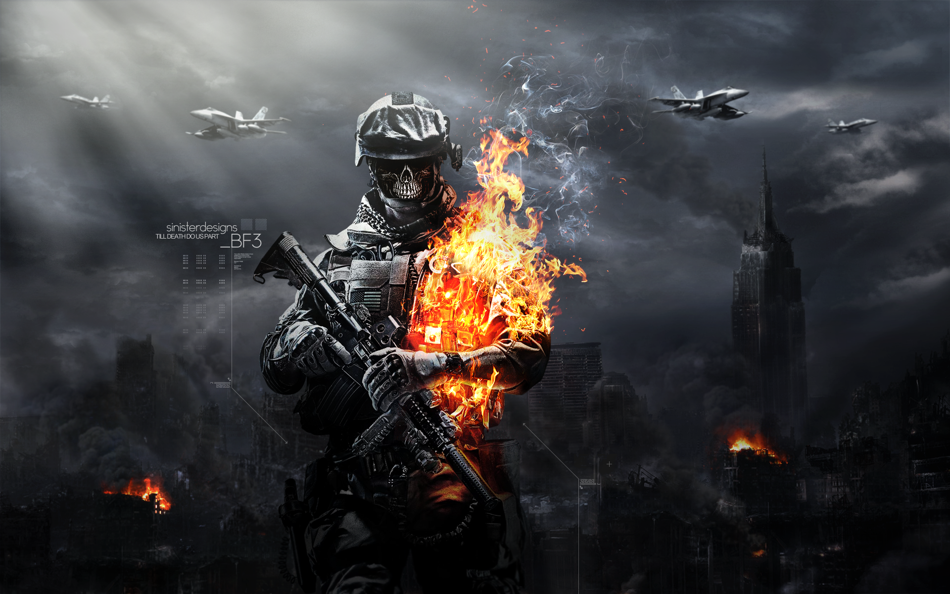 Горящий солдат из игры Battlefield 3