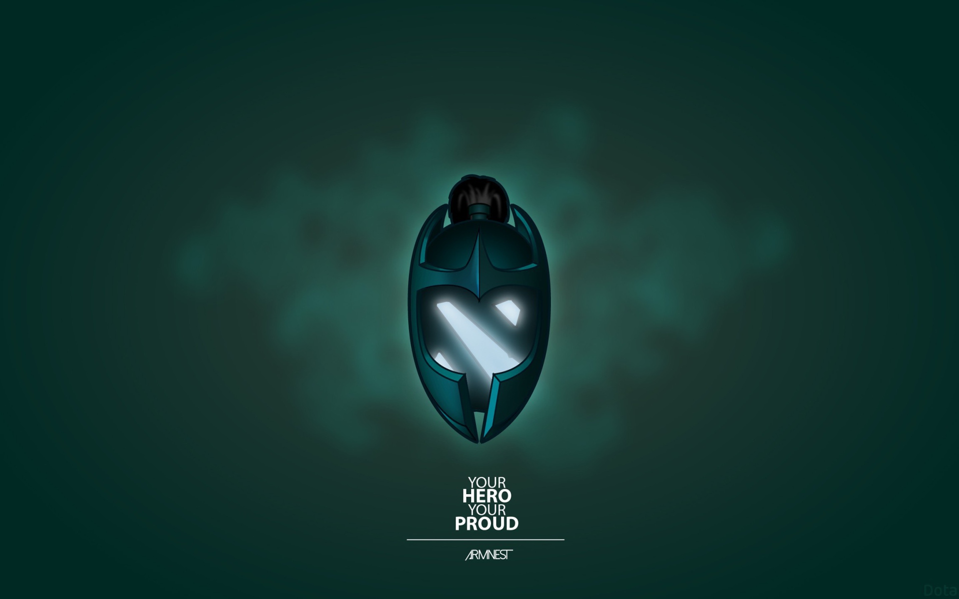 Маска из игры Dota 2, зеленый фон