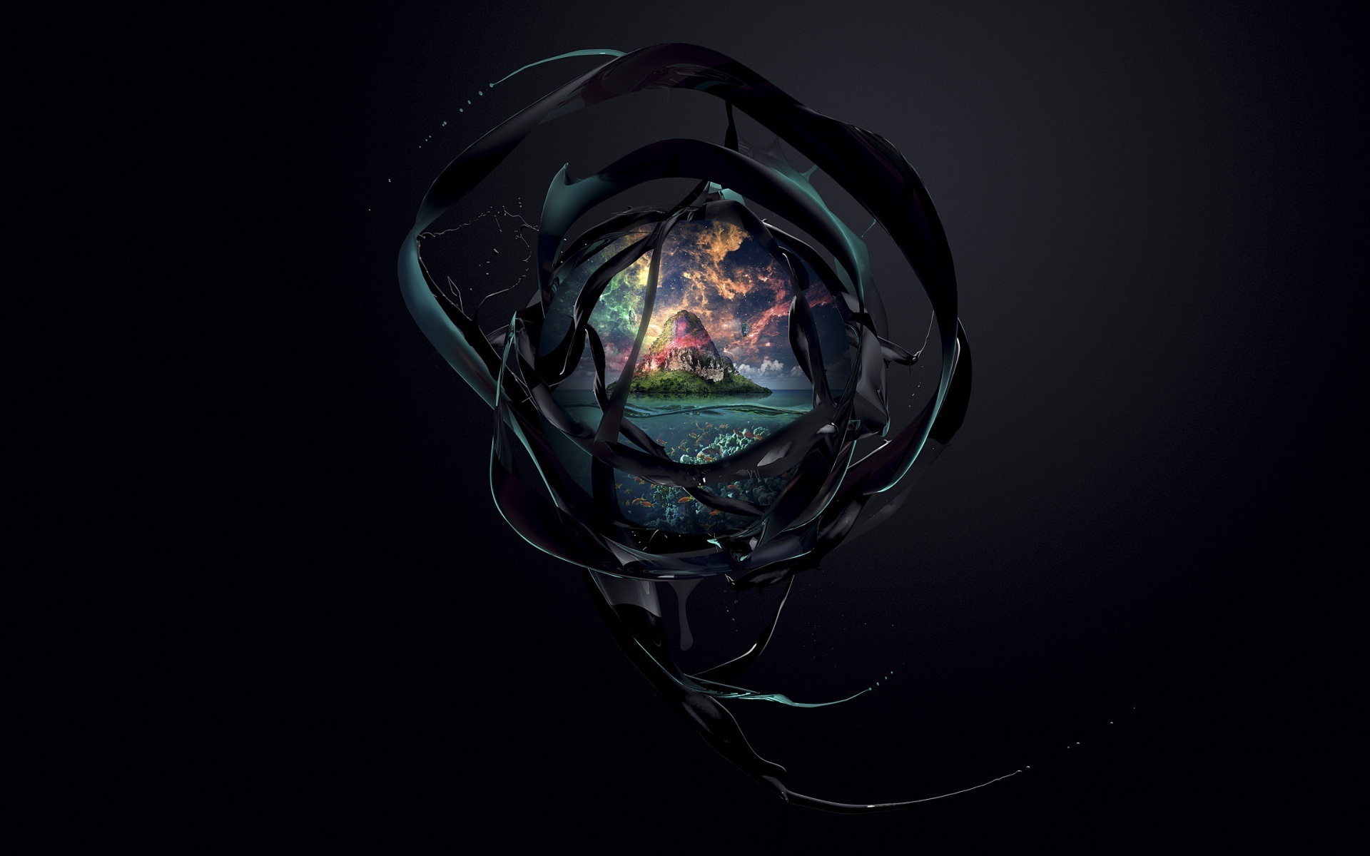 Остров на черном фоне