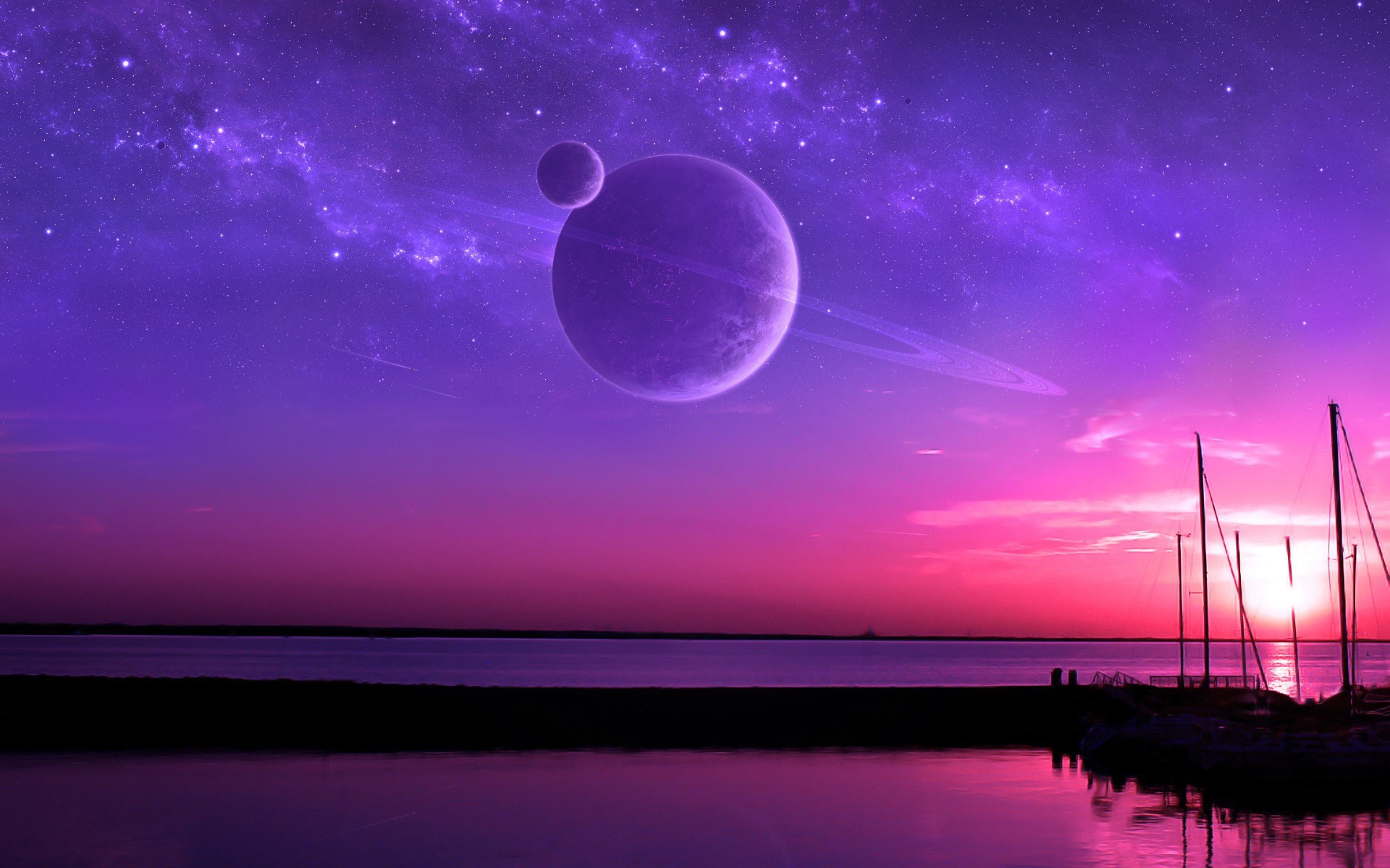 The planet Saturn in the sky Desktop wallpapers 1920x1200