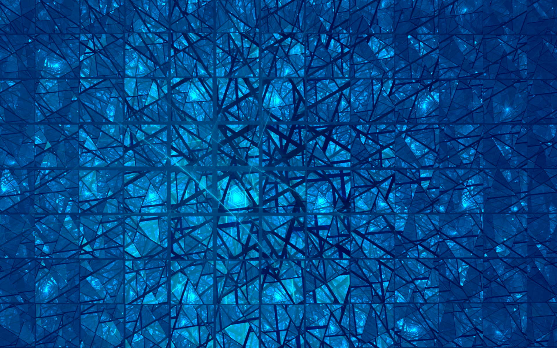 Синий фрактальный рисунок с зеркальными квадратами