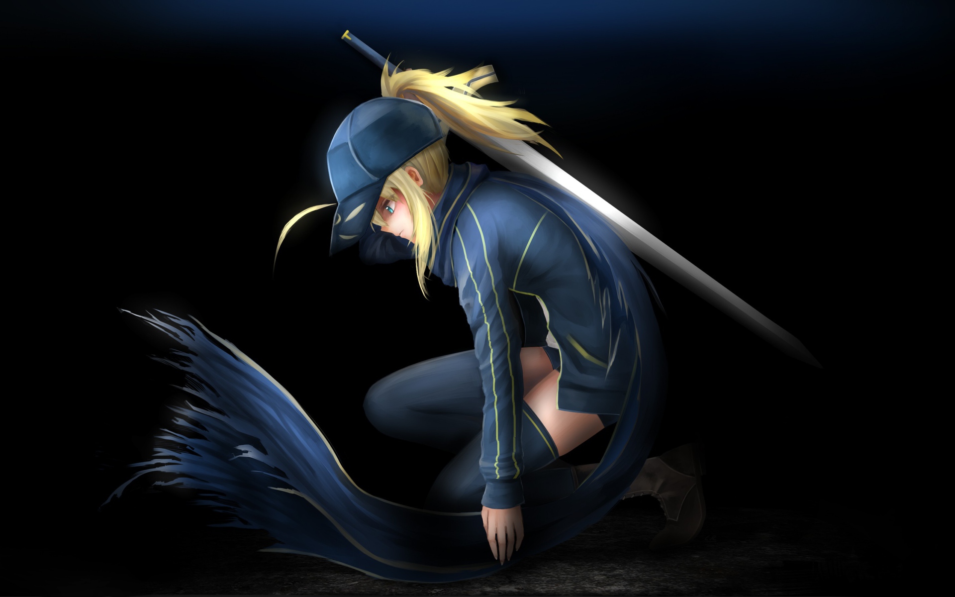 Девушка Сейбер персонаж аниме Судьба - ночь схватки 