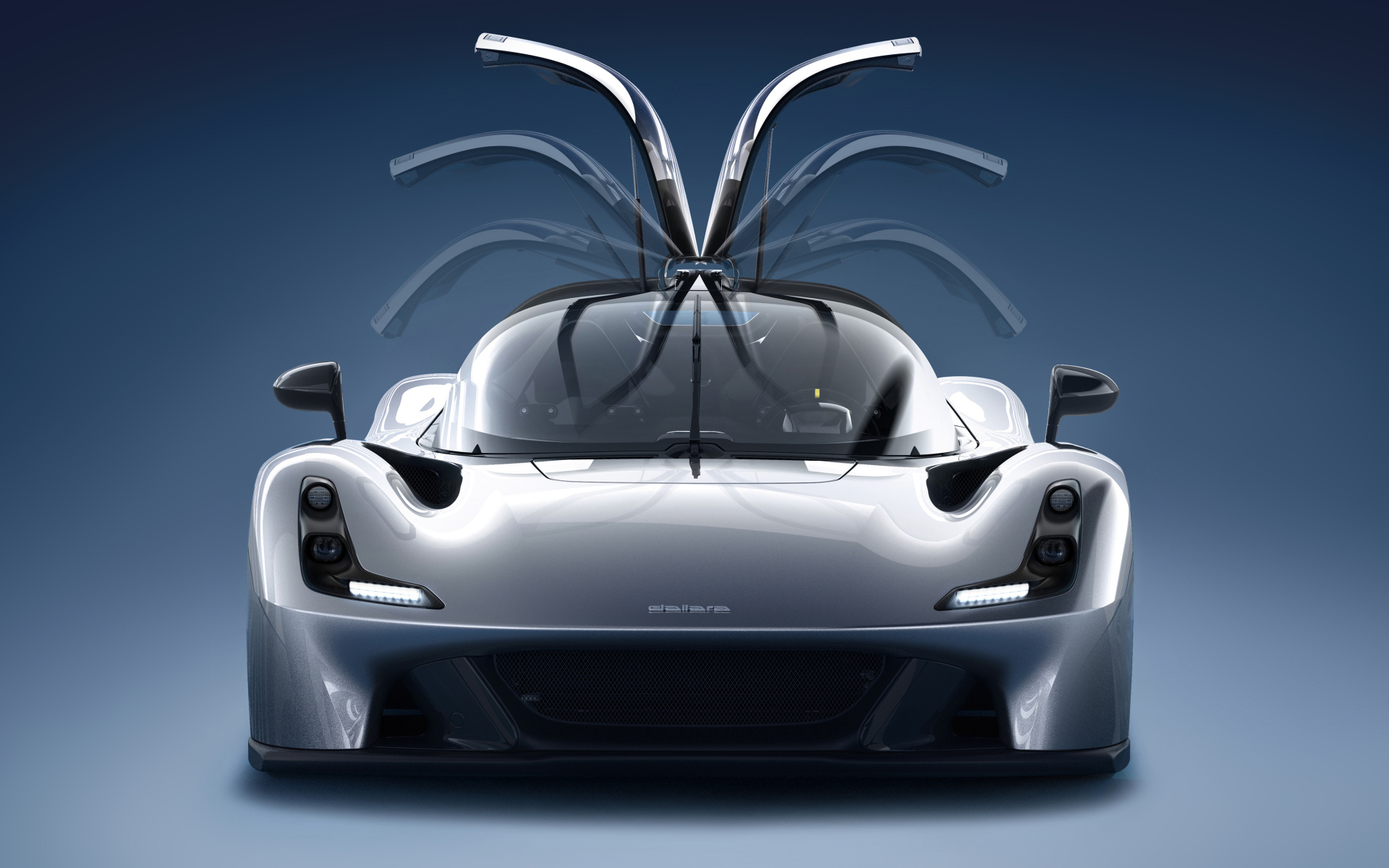 Серебристый автомобиль Dallara Stradale вид спереди