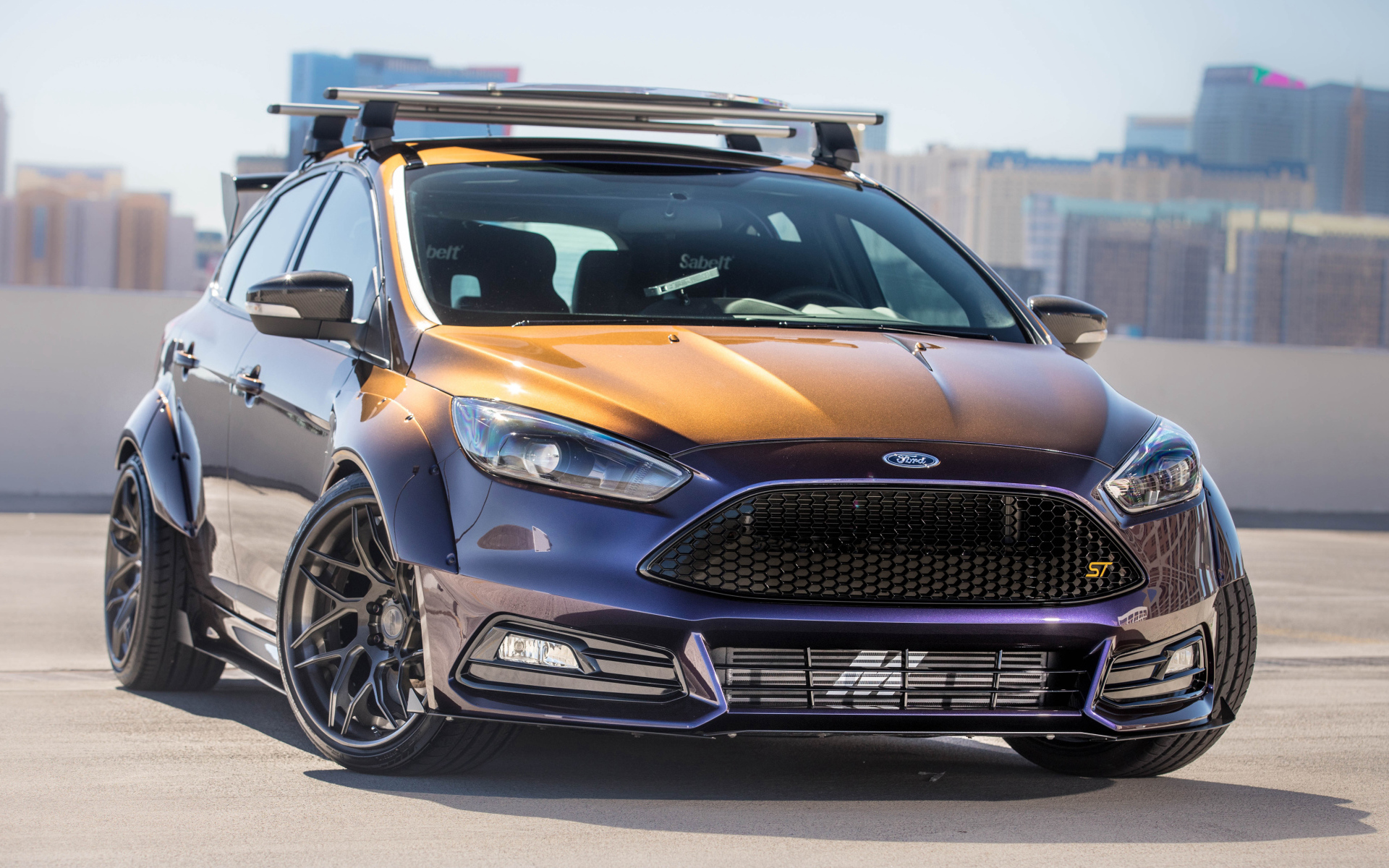 Коричневый автомобиль Ford Focus ST by Blood Type Racing, 2017