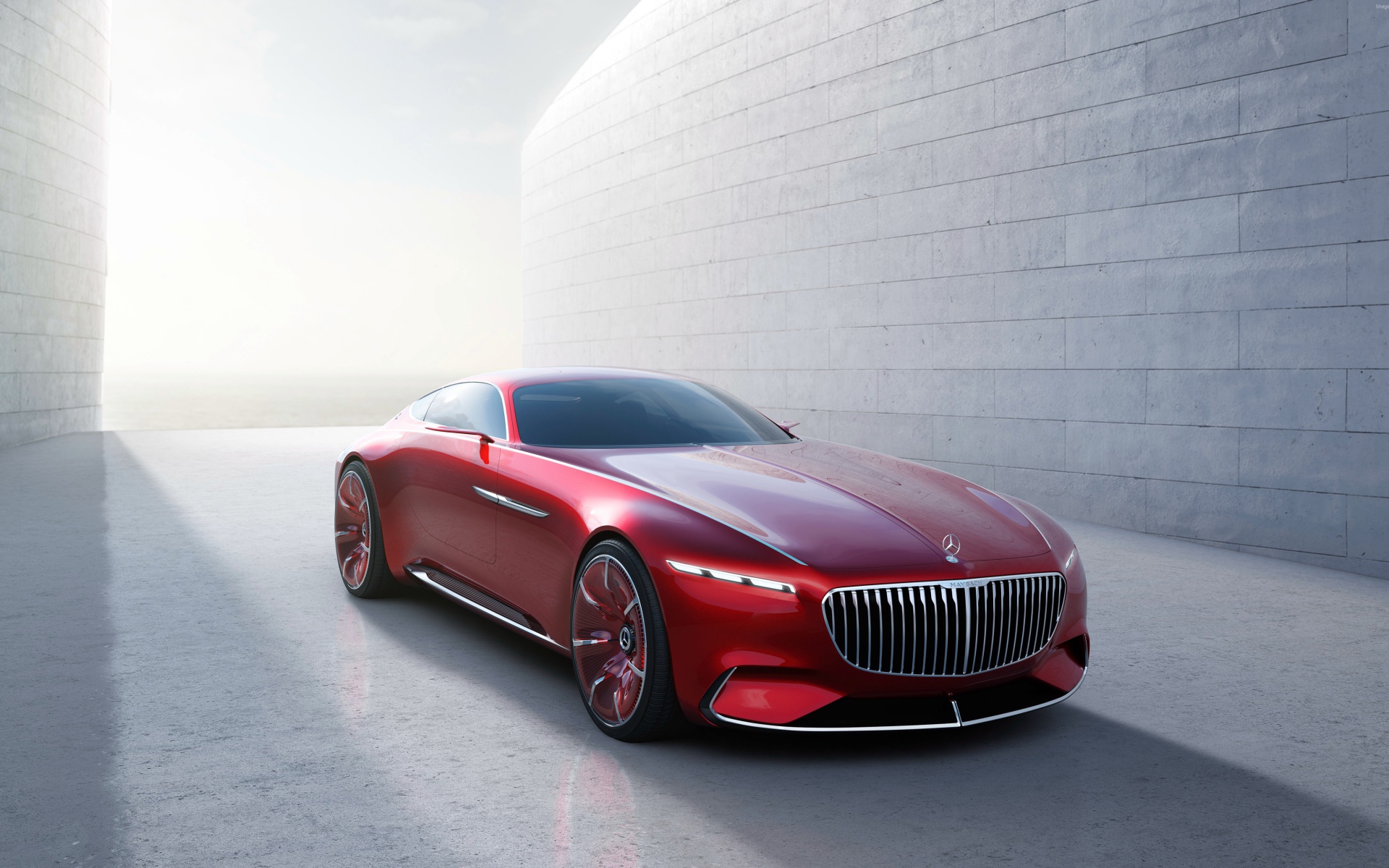 Красный автомобиль Mercedes-Maybach 6 вид спереди