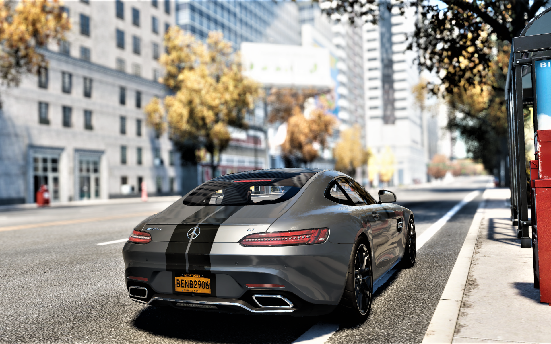 Спортивный автомобиль Mercedes-AMG GT вид сзади 