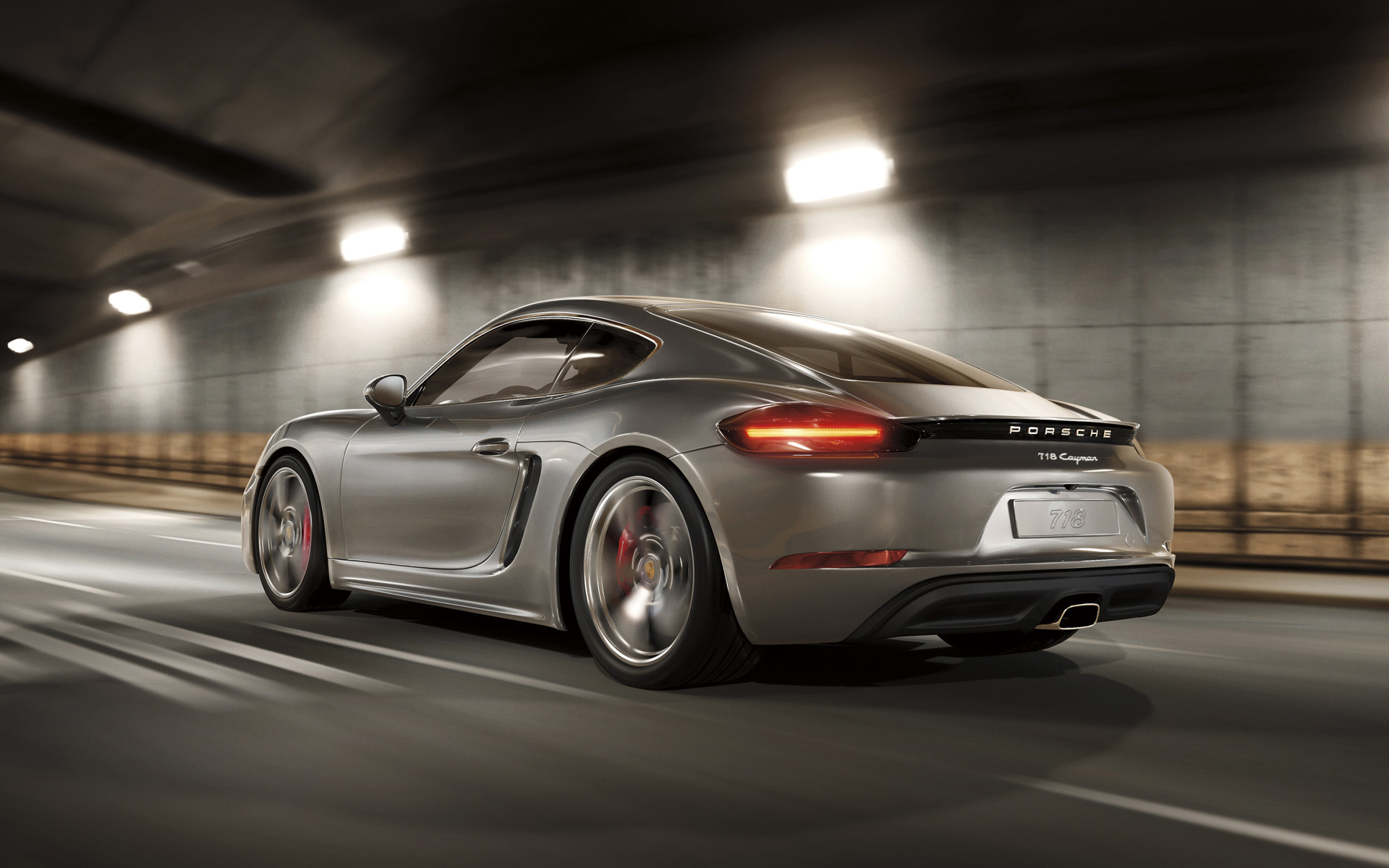 Спортивный автомобиль Porsche 718 Cayman GT4, 2018 вид сзади