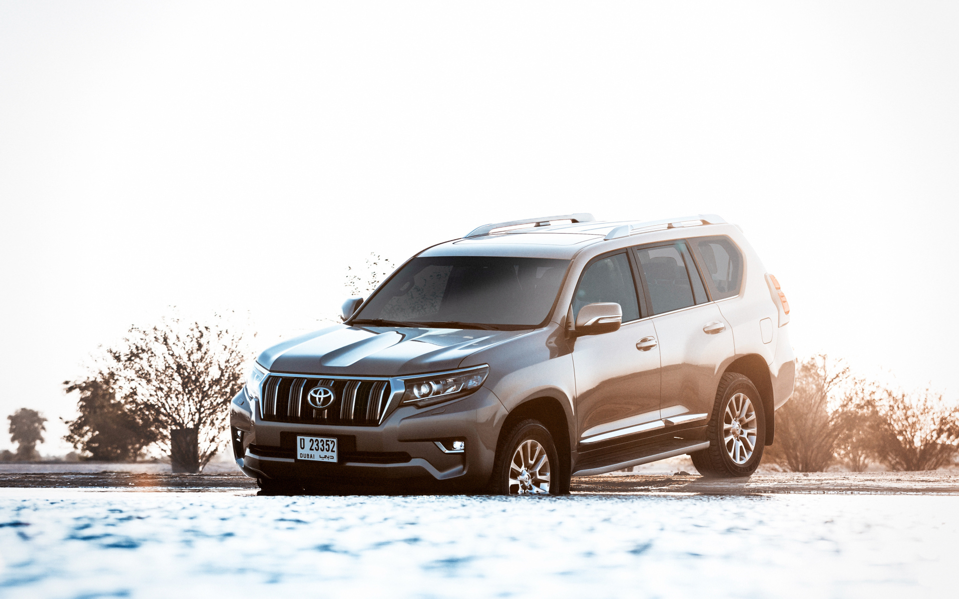 Внедорожник Toyota Land Cruiser Prado, 2018 на зимней дороге