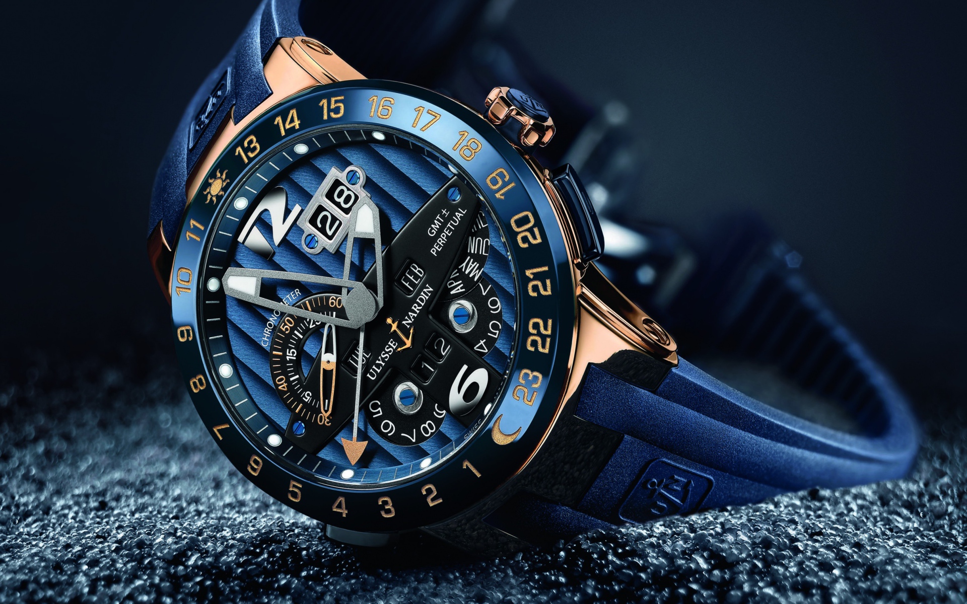Синие стильные часы Ulysse Nardin 