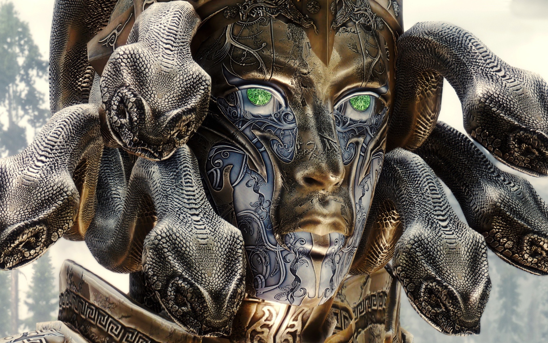 Статуя мифического существа Медузы 