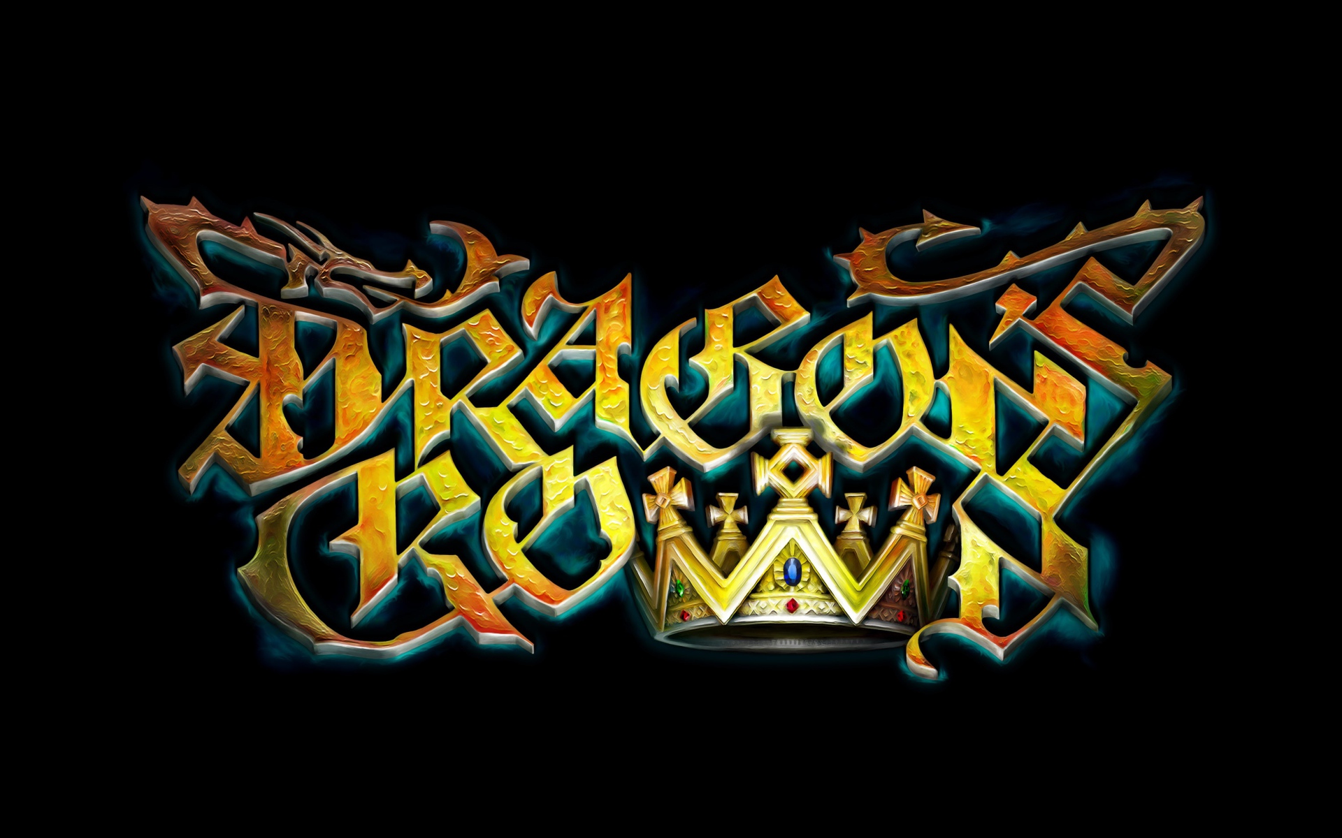 Логотип компьютерной игры  Dragon's Crown, 2017 на черном фоне