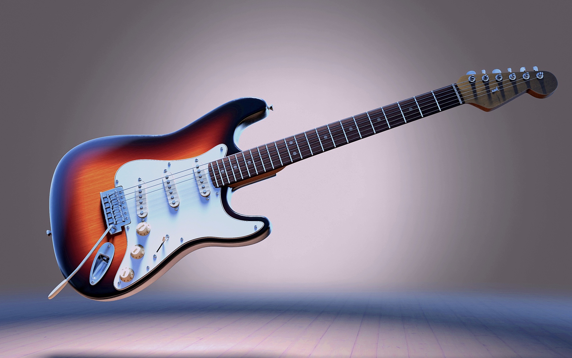 Электрическая гитара висит в воздухе